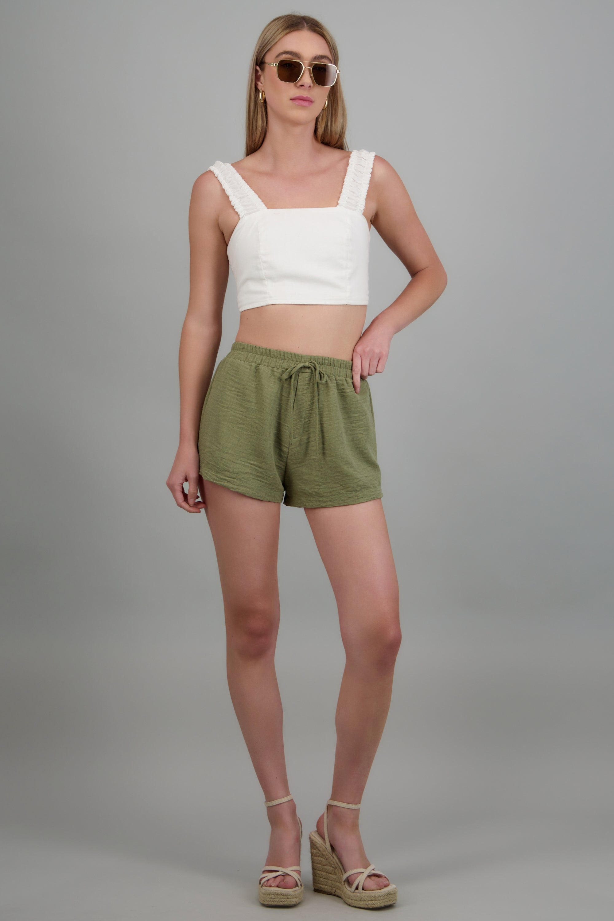 Short mini detalle pretina elastica OLIVO