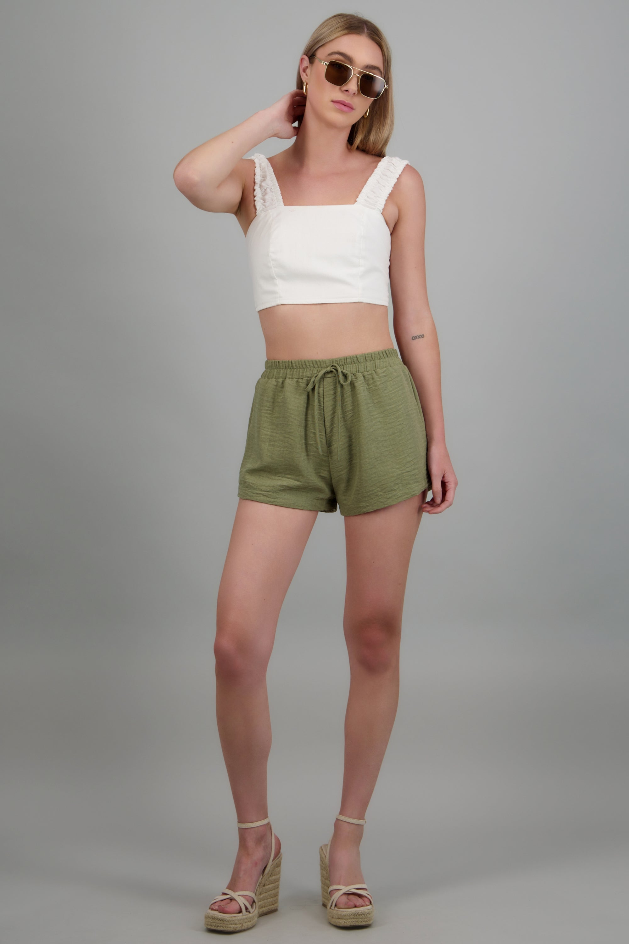 Short mini detalle pretina elastica OLIVO