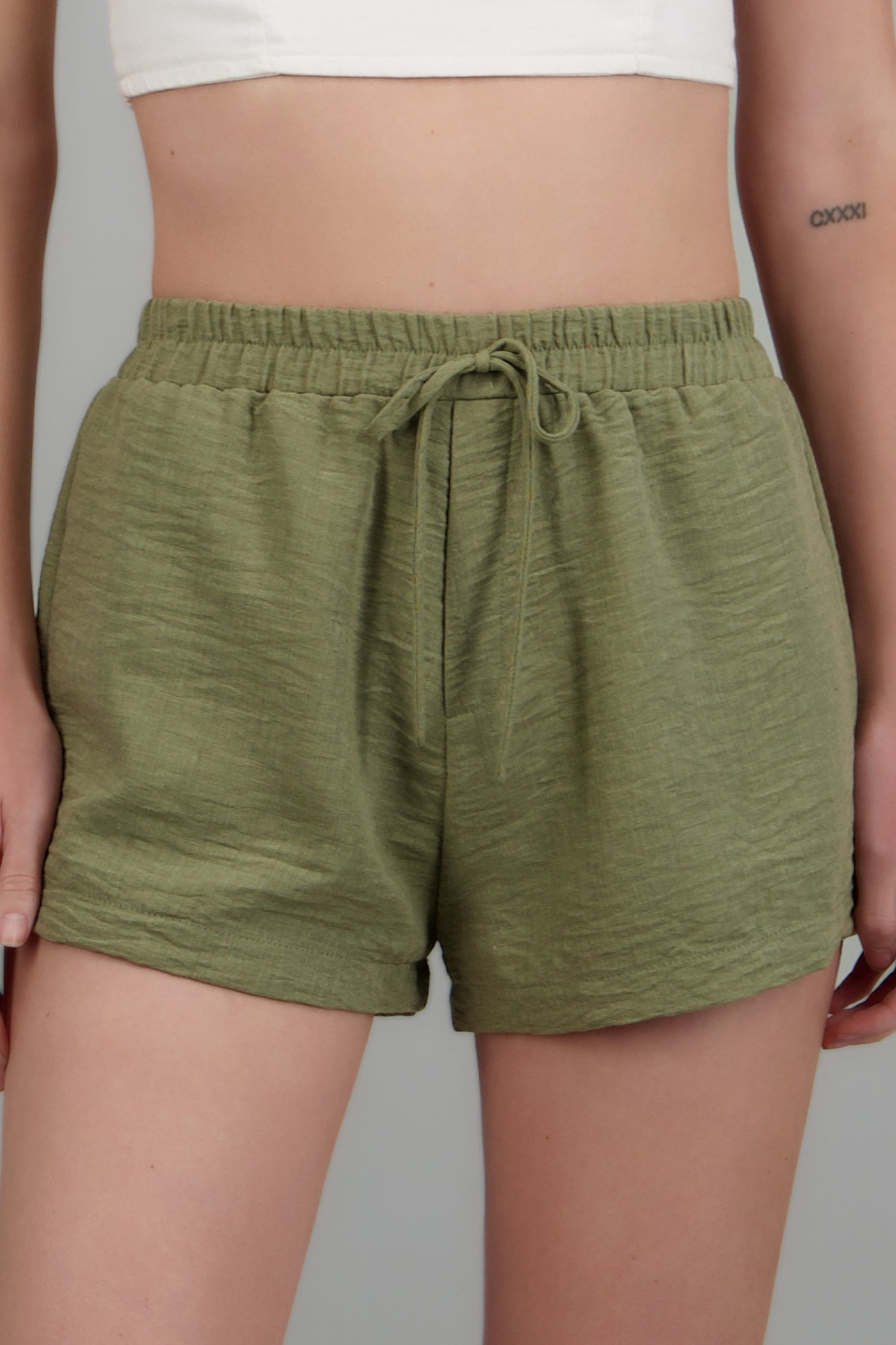 Short mini detalle pretina elastica OLIVO