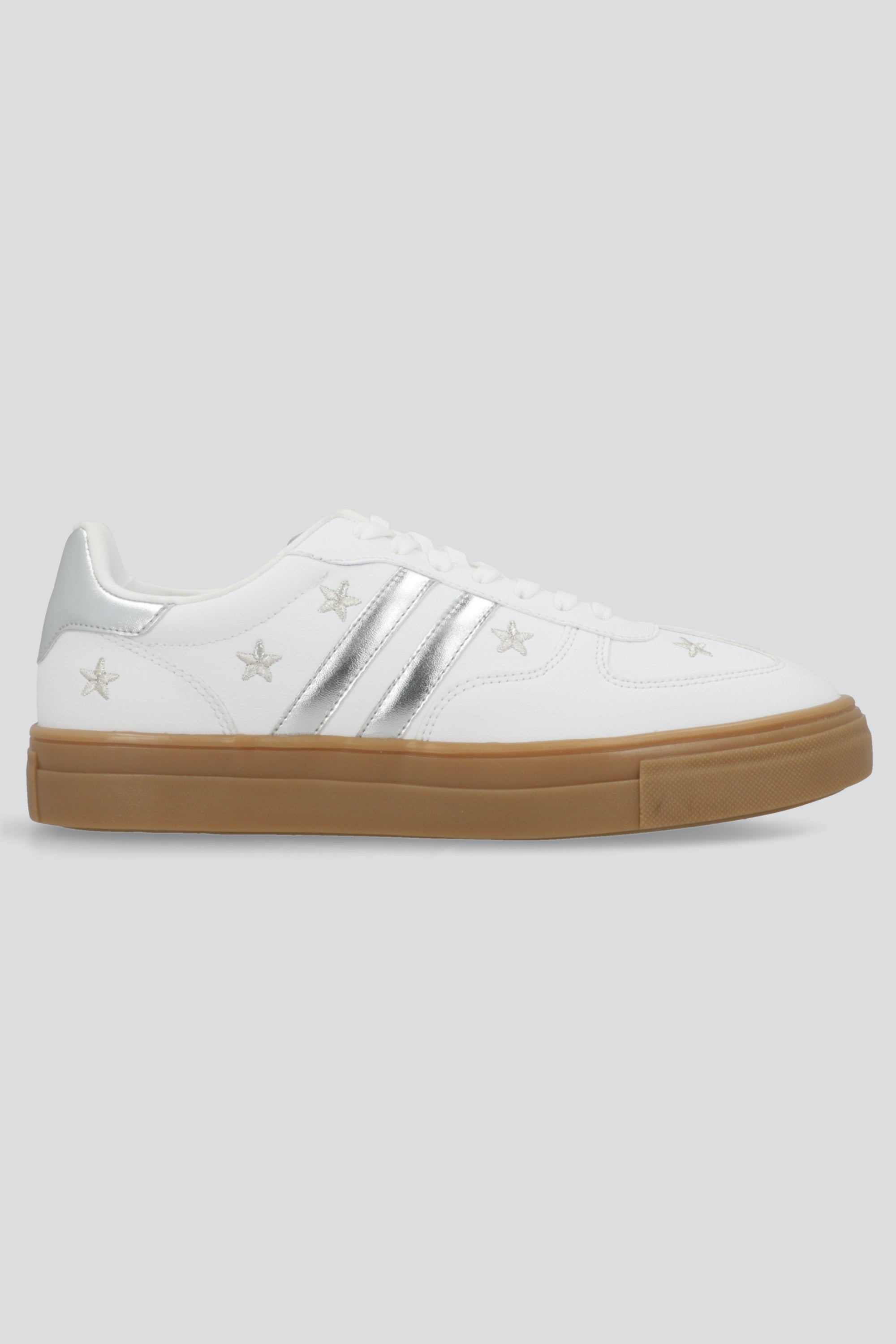Tenis clasico alto estrellas PLATA