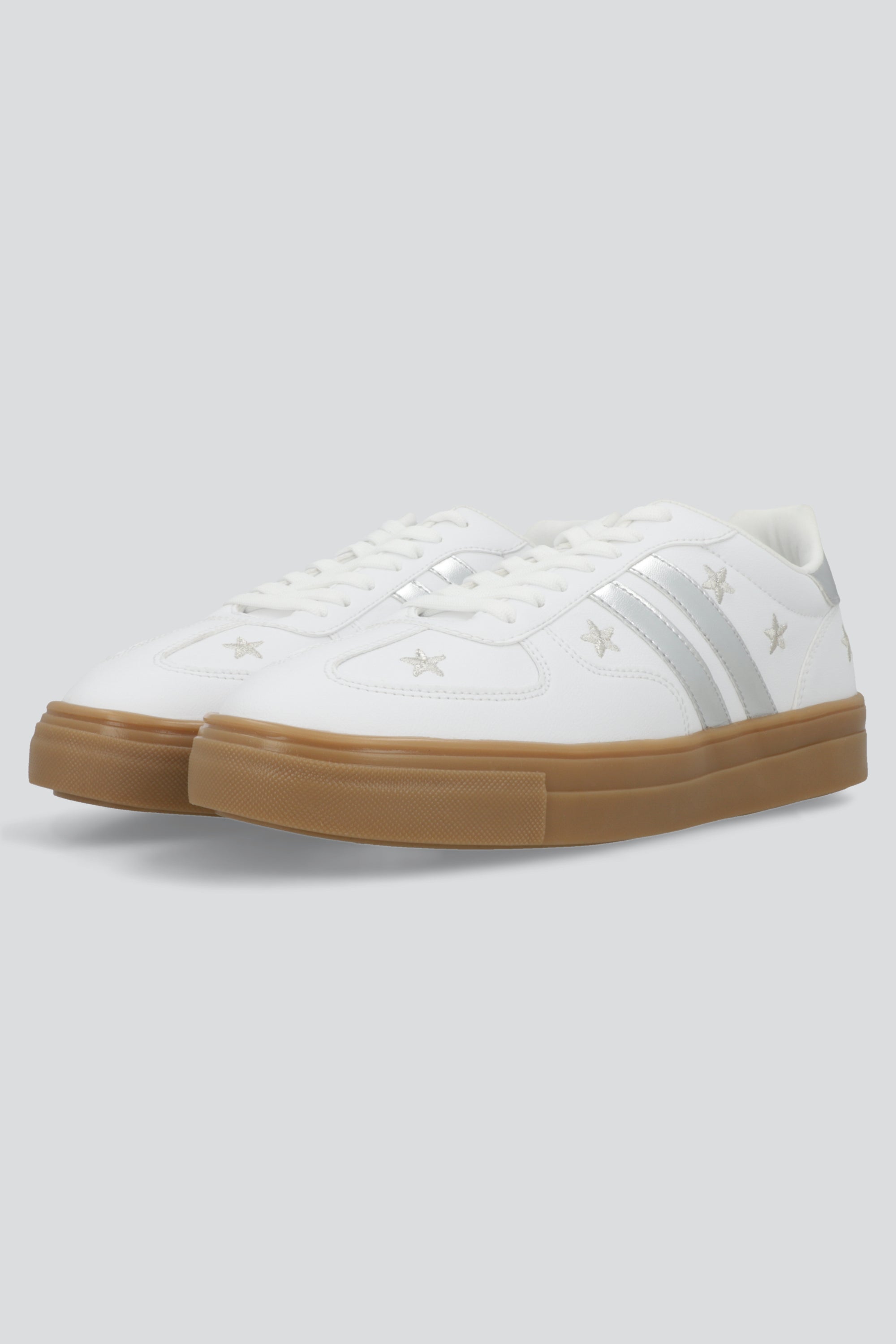 Tenis clasico alto estrellas PLATA
