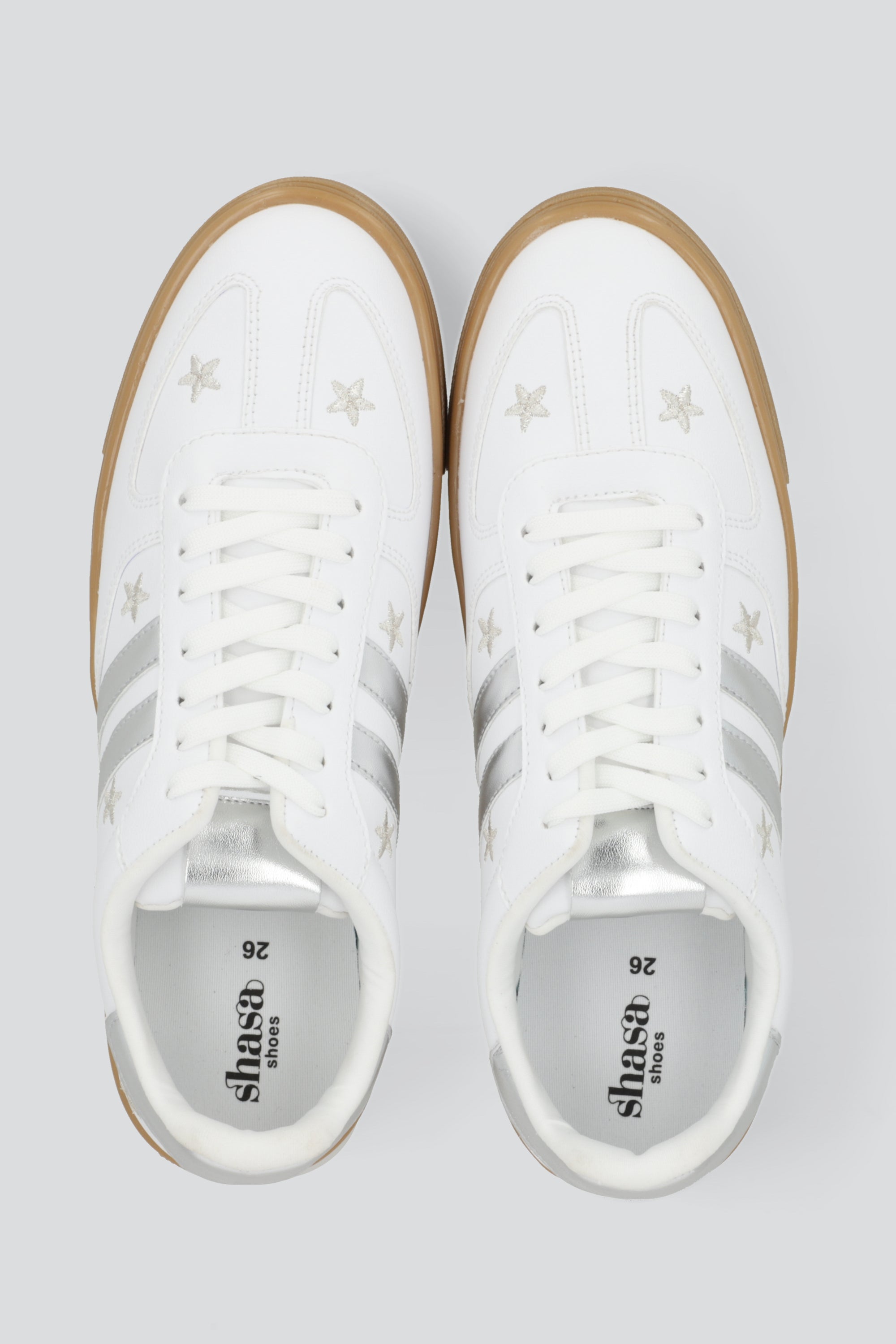 Tenis clasico alto estrellas PLATA