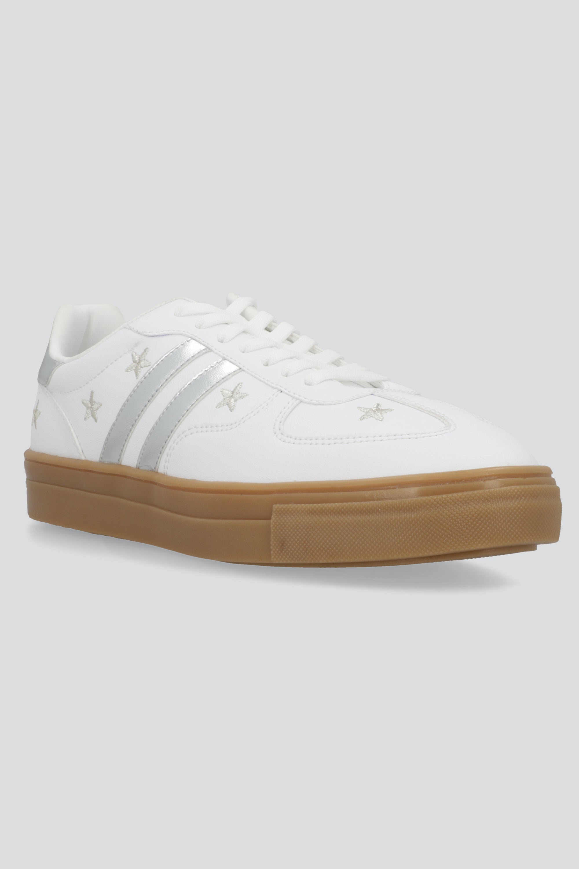 Tenis clasico alto estrellas PLATA
