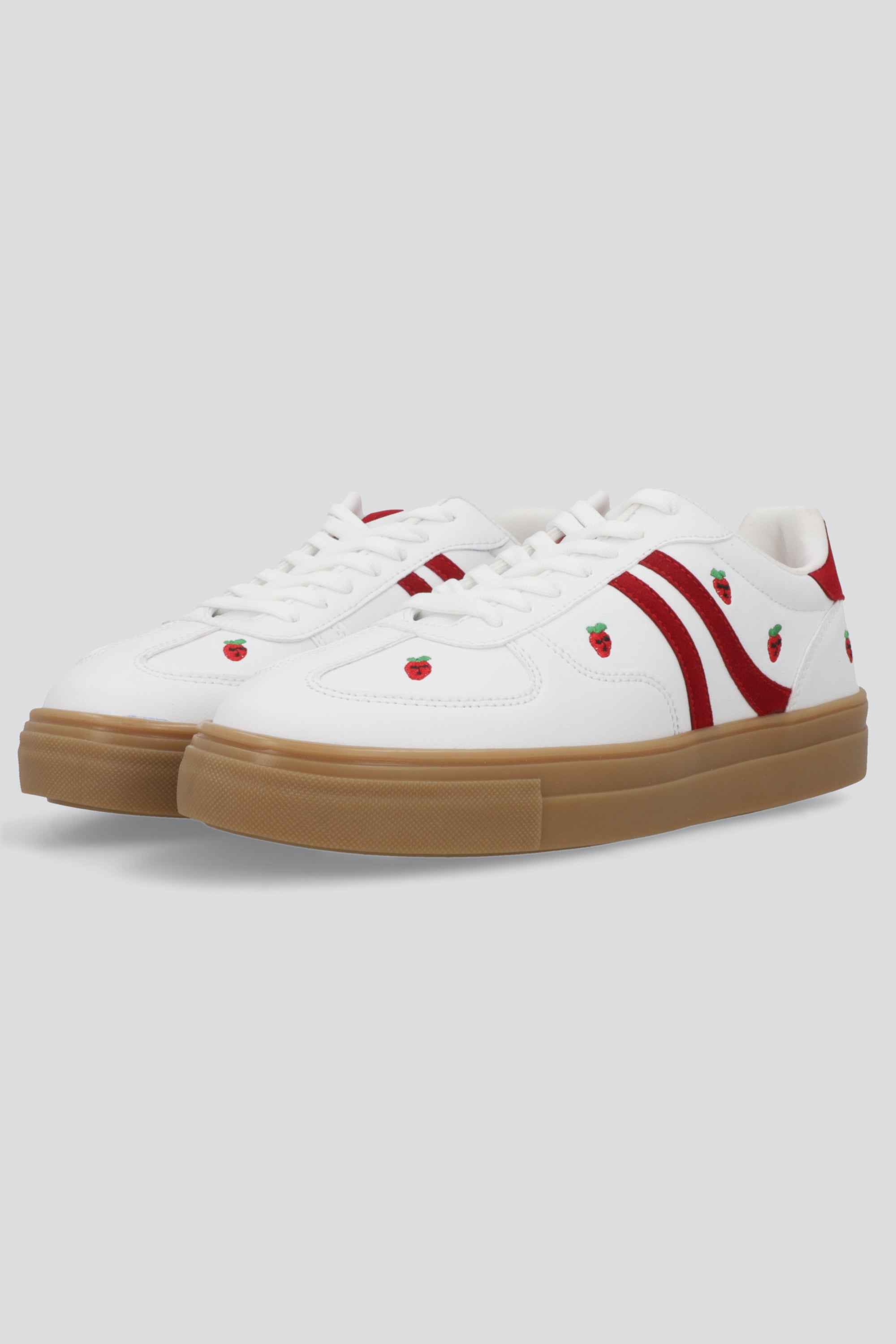 Tenis clasicos alto fresas ROJO