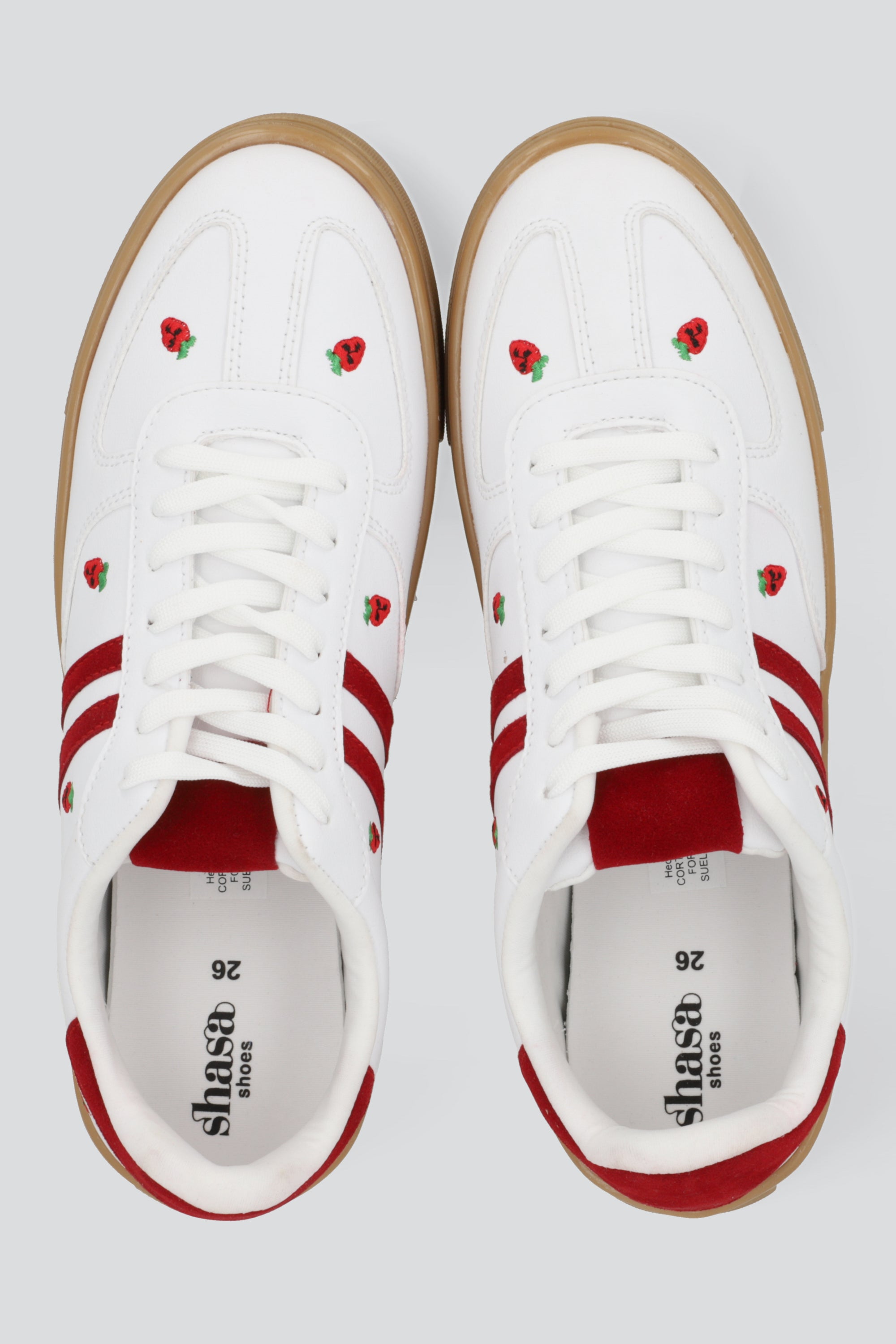 Tenis clasicos alto fresas ROJO
