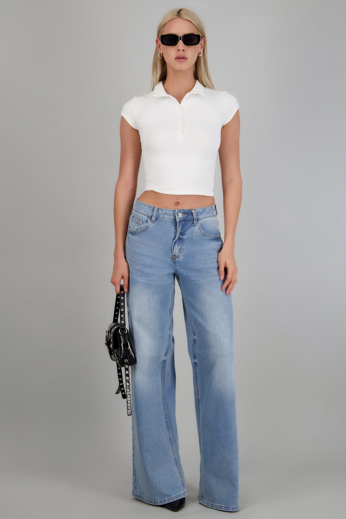 Jeans wide leg grapas LIGHT WASH