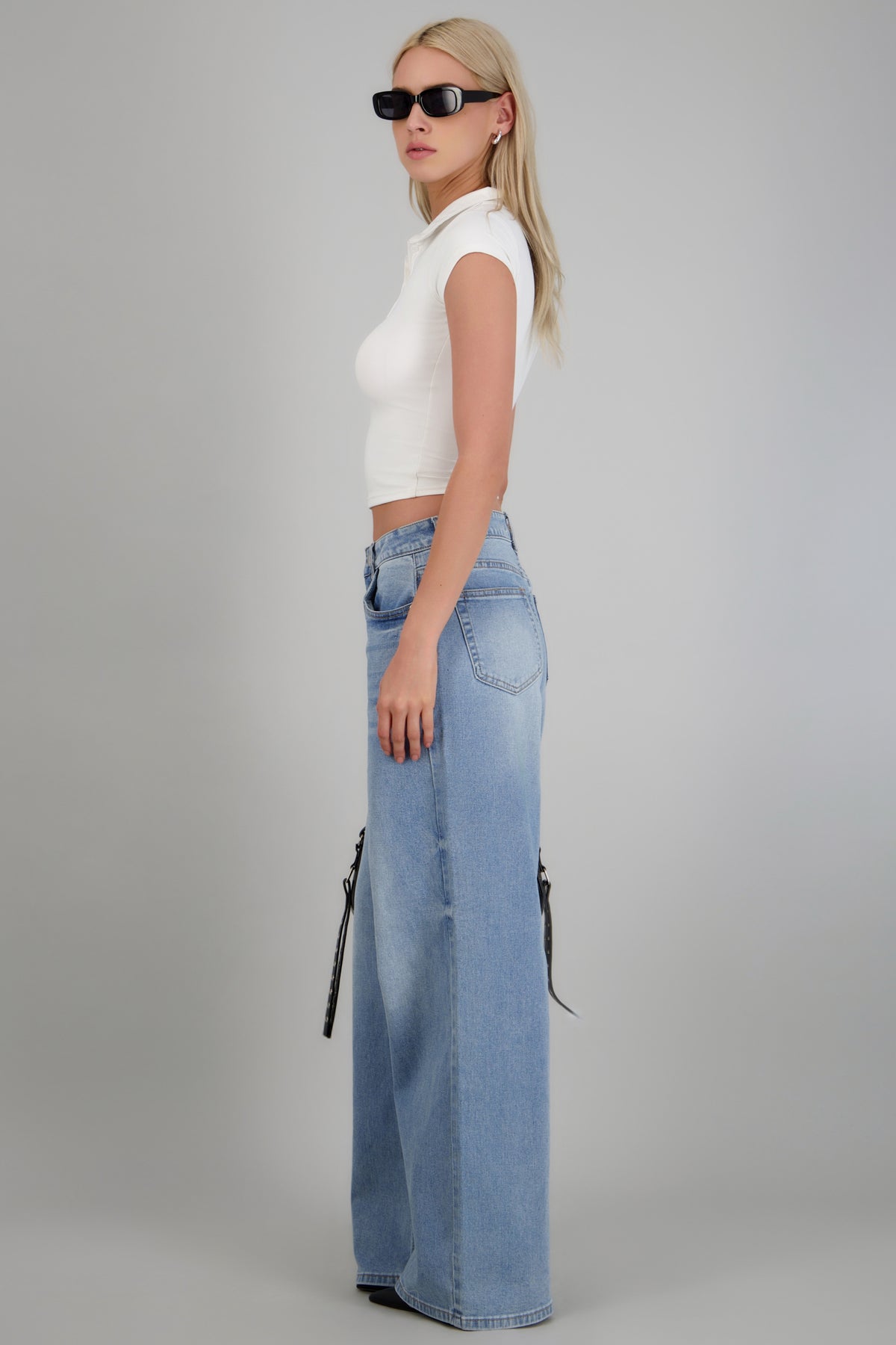 Jeans wide leg grapas LIGHT WASH