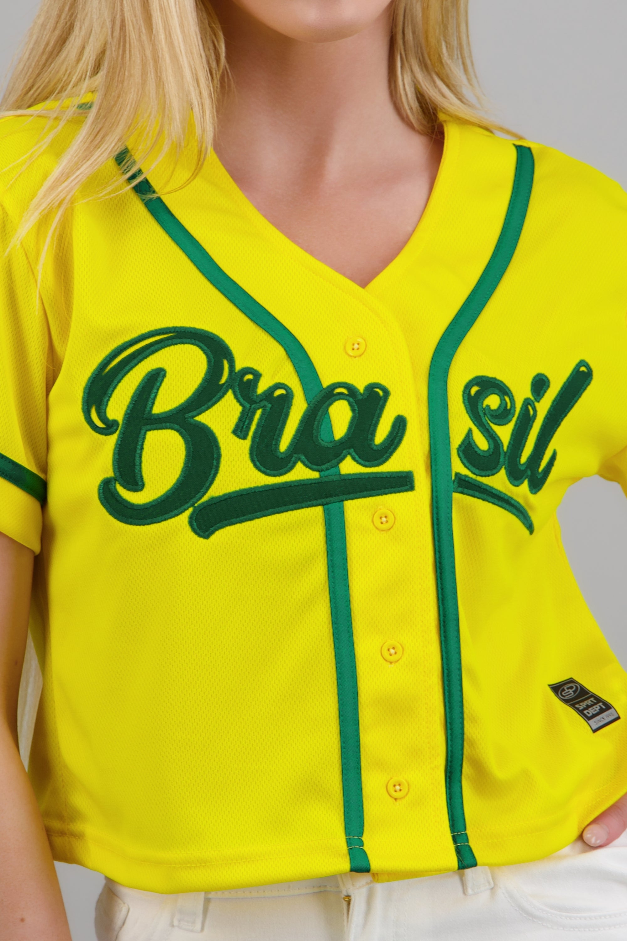 Camisa beisbolera parche brasil AMARILLO