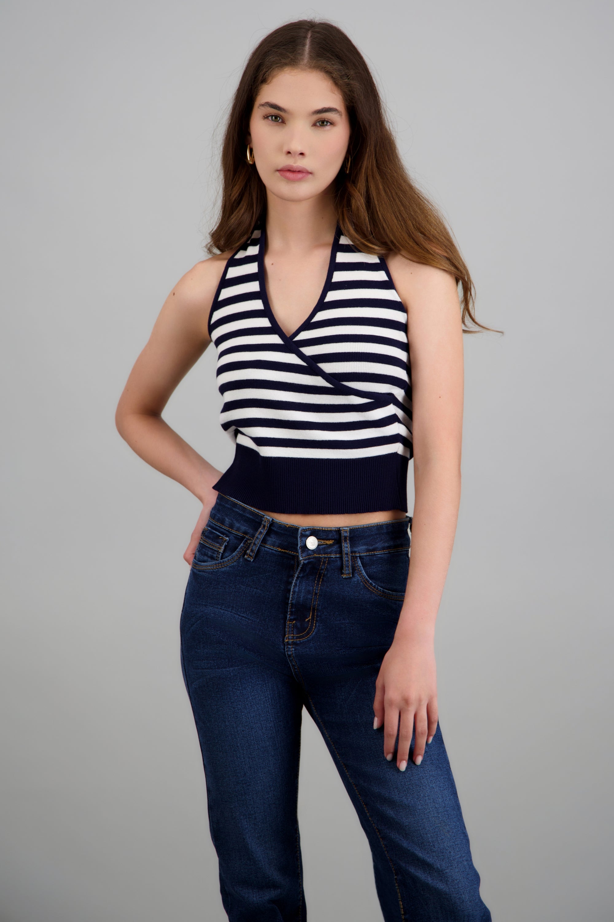Top halter cruce rayas MARINO