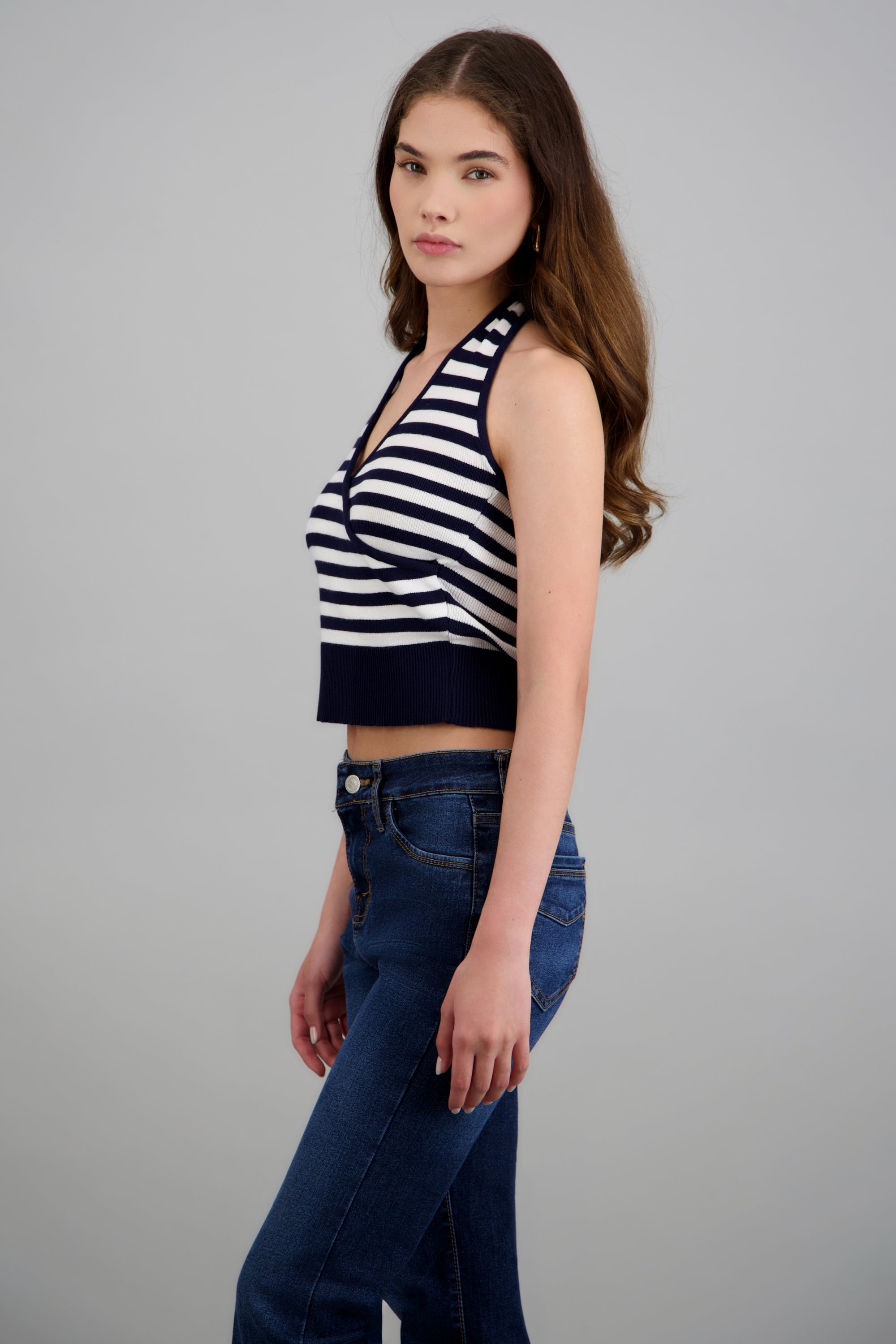 Top halter cruce rayas MARINO