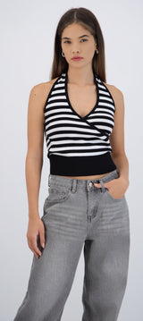 Top halter cruce rayas