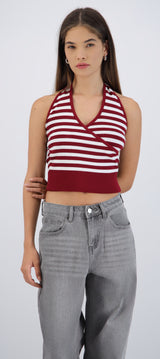 Top halter cruce rayas