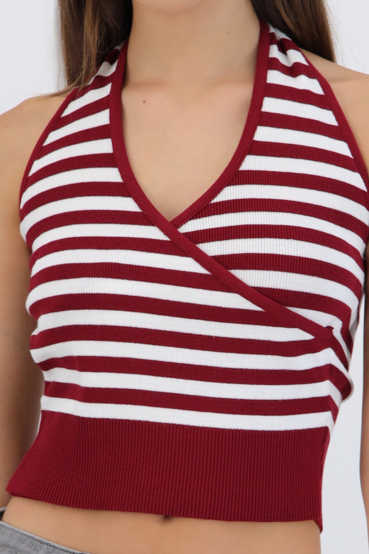 Top halter cruce rayas VINO COMBO