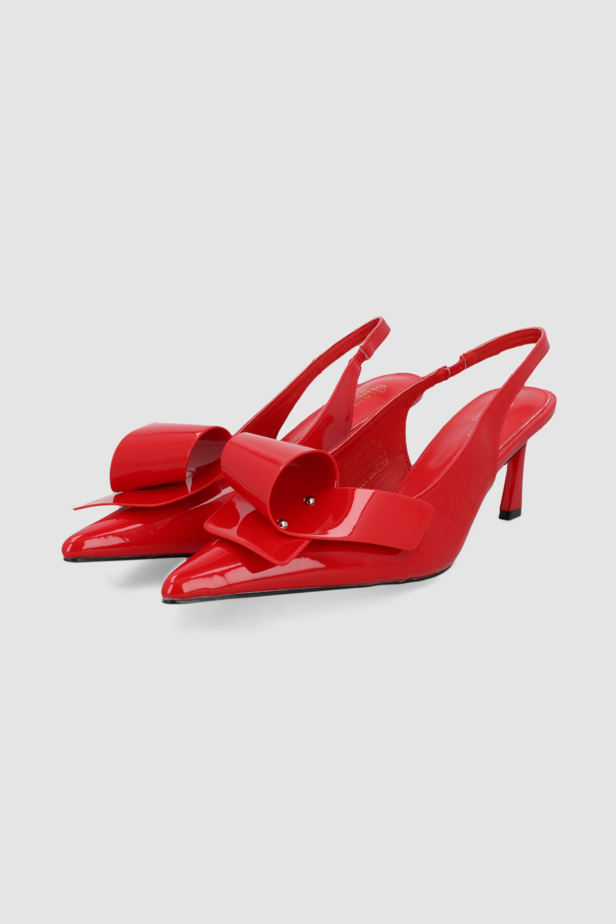 Tacon pointy charol moño ROJO