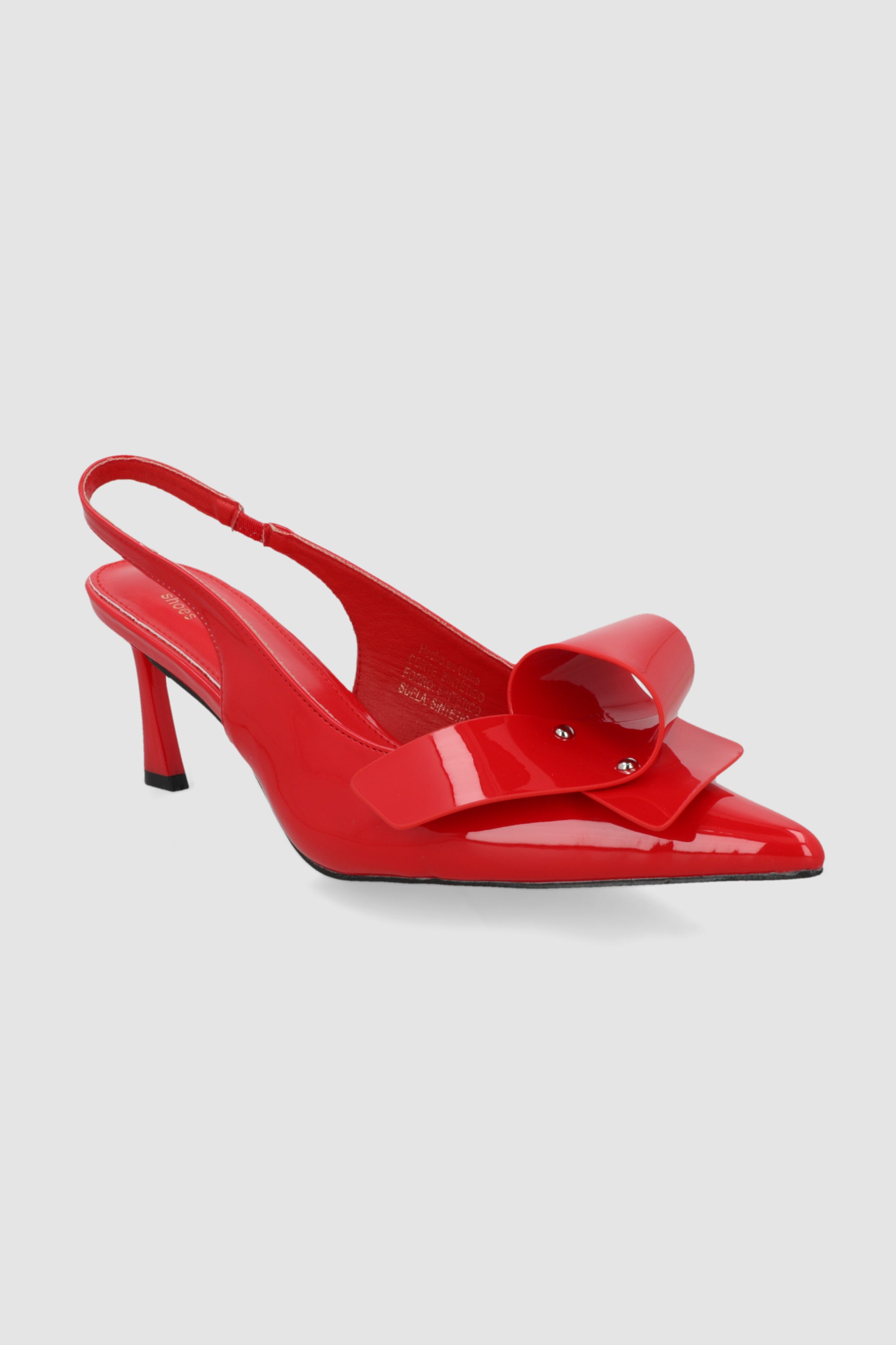 Tacon pointy charol moño ROJO