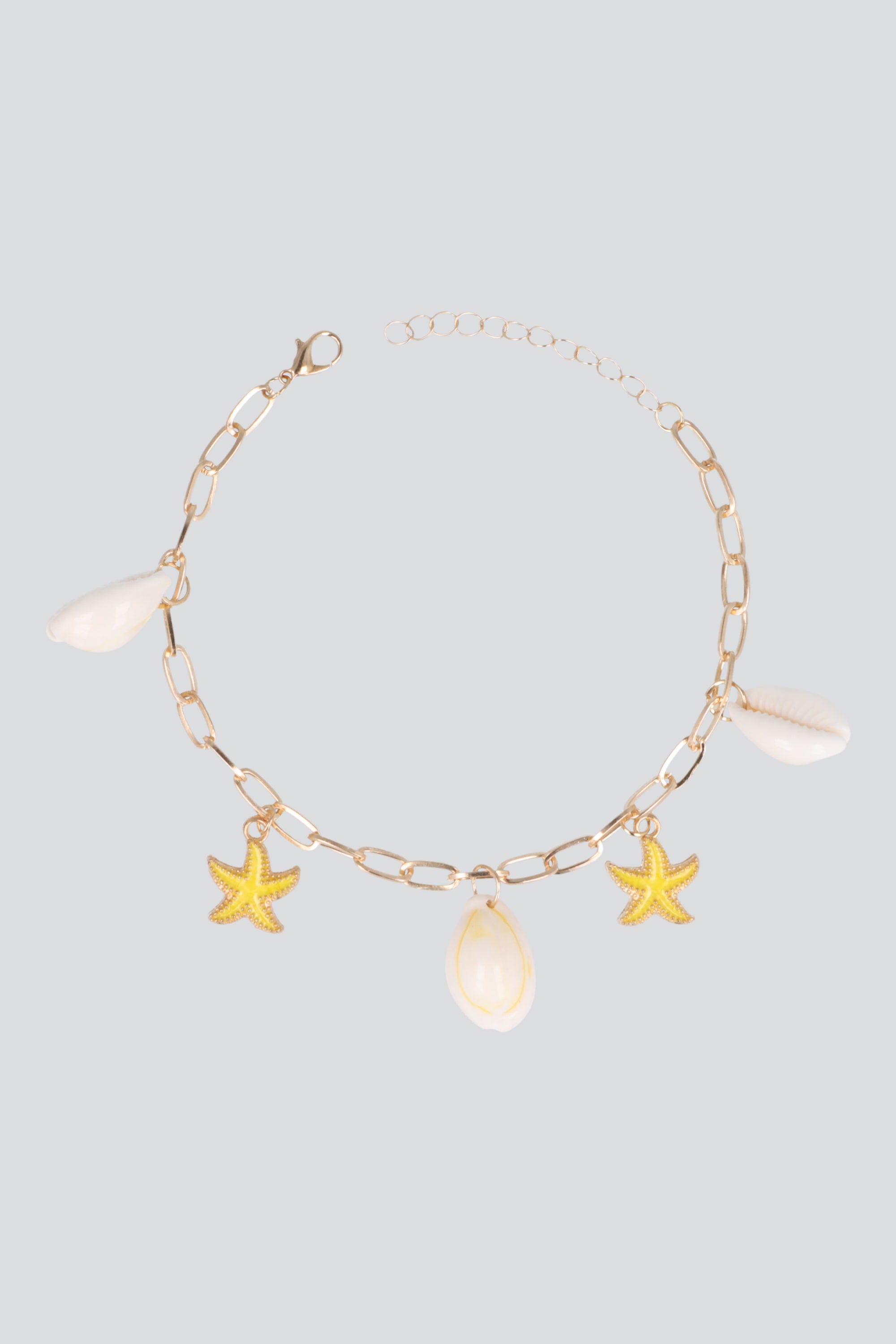 ANKLET CADENA CONCHAS MAR AMARILLO