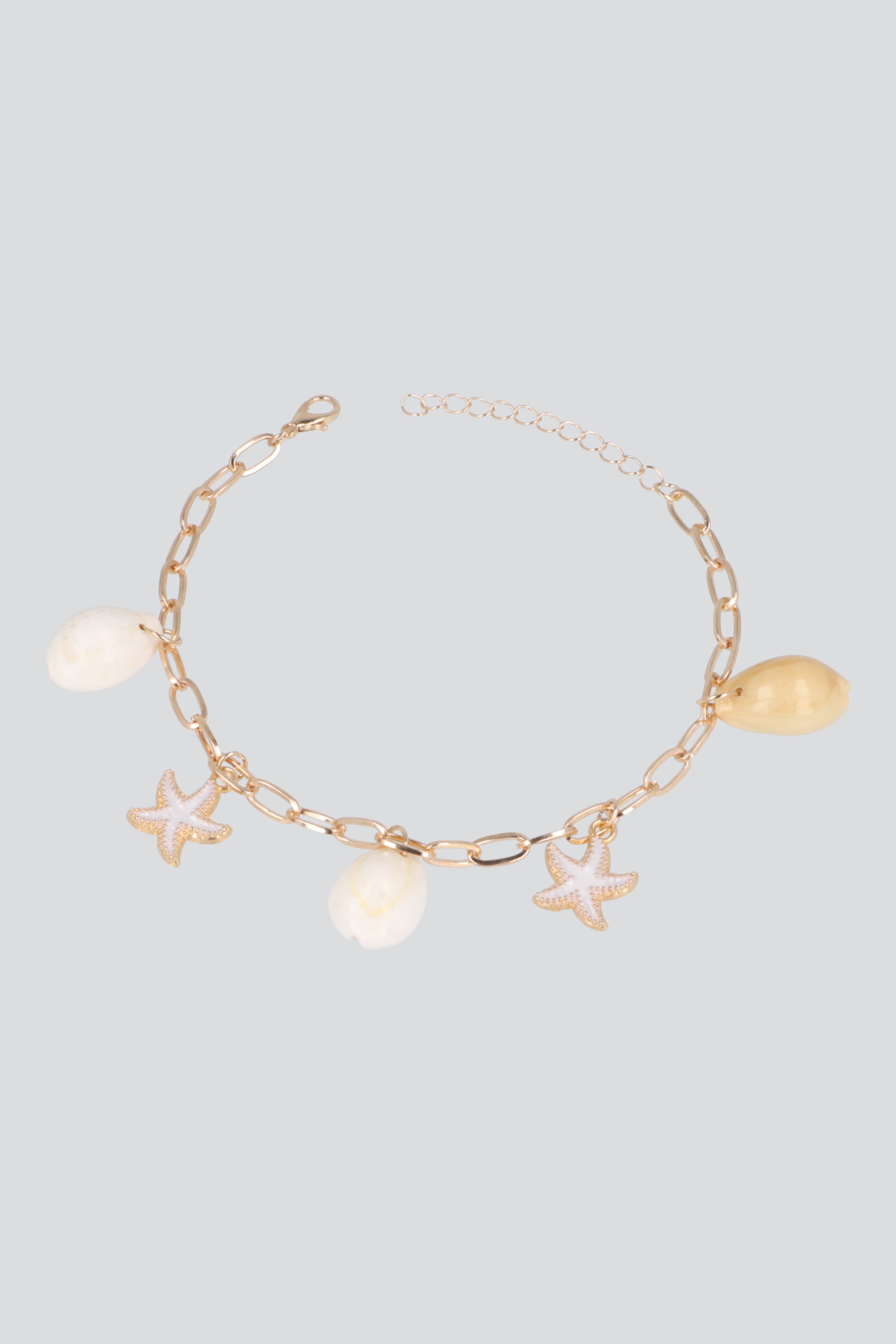 ANKLET CADENA CONCHAS MAR BLANCO