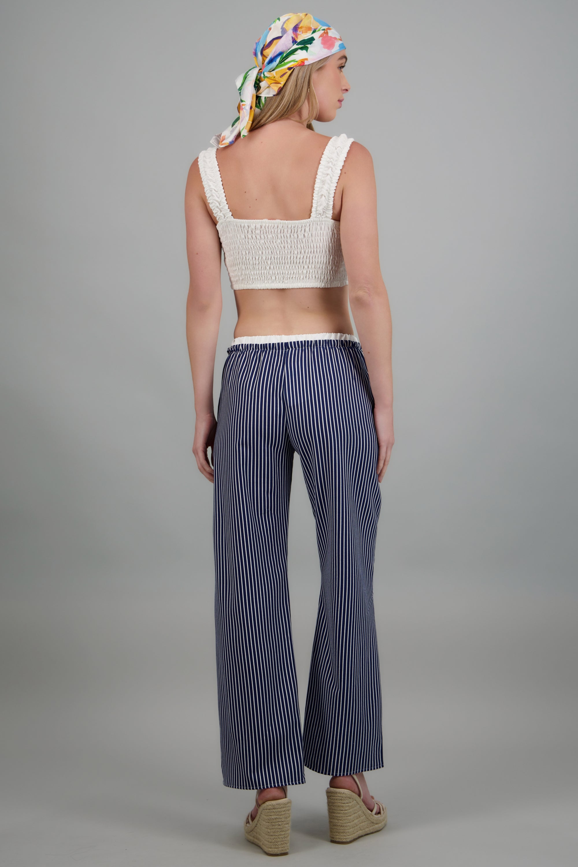 Pantalon de rayas pretina con contraste MARINO COMBO