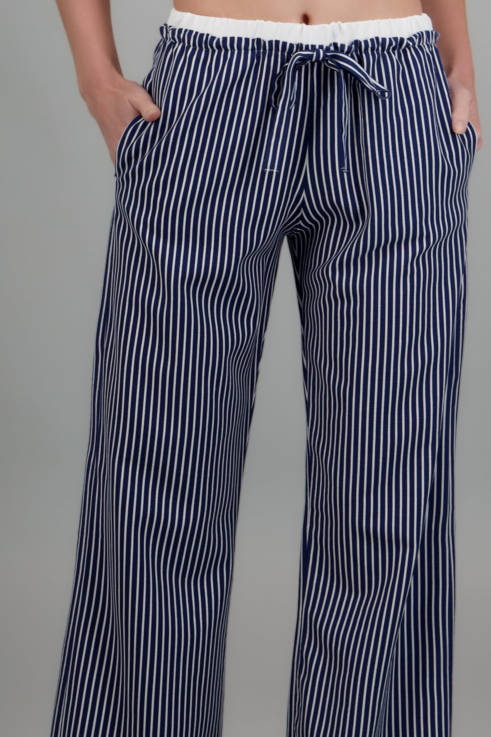 Pantalon de rayas pretina con contraste MARINO COMBO