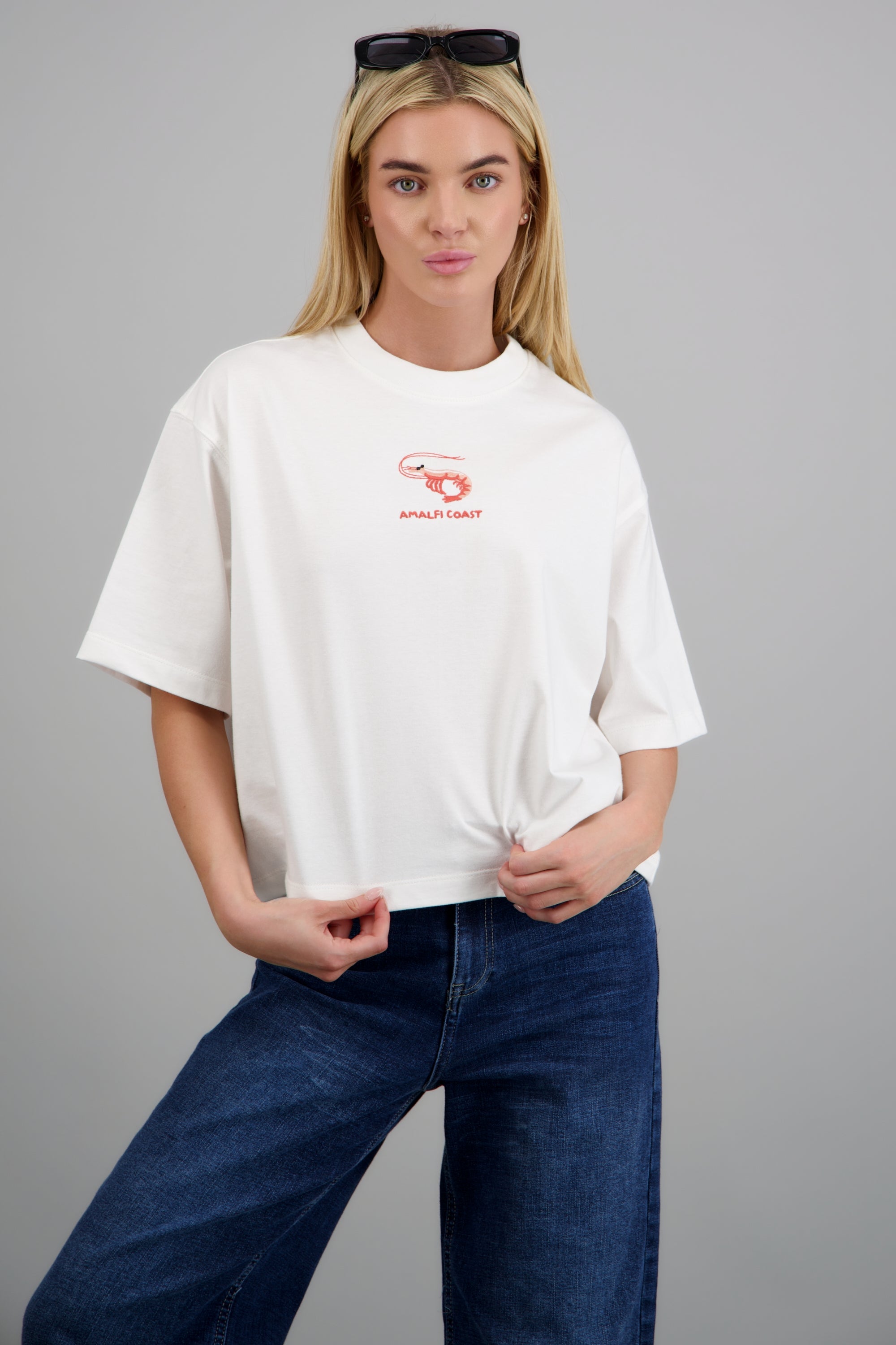 Playera oversized bordado Amalfi Coast BLANCO