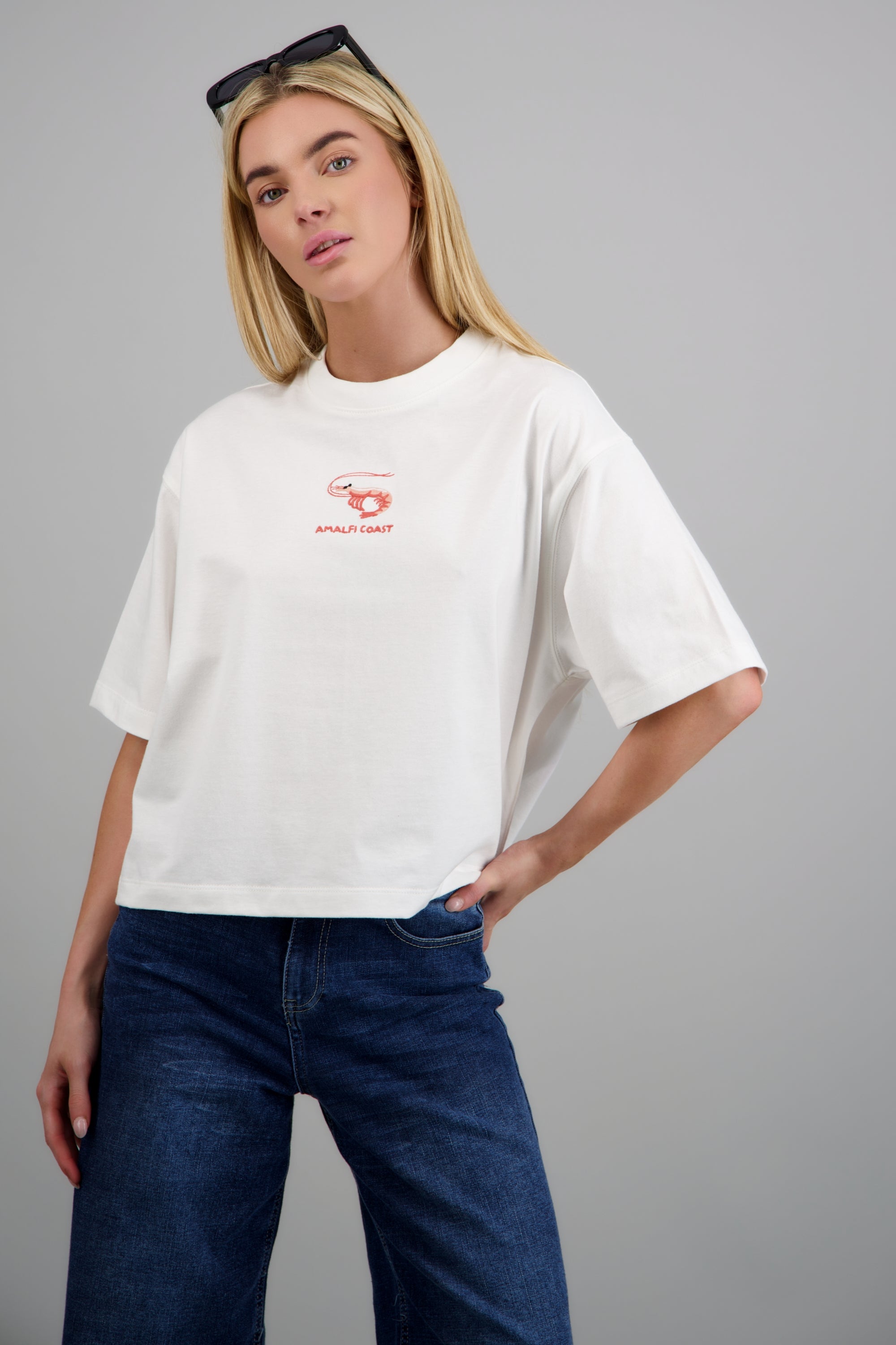 Playera oversized bordado Amalfi Coast BLANCO