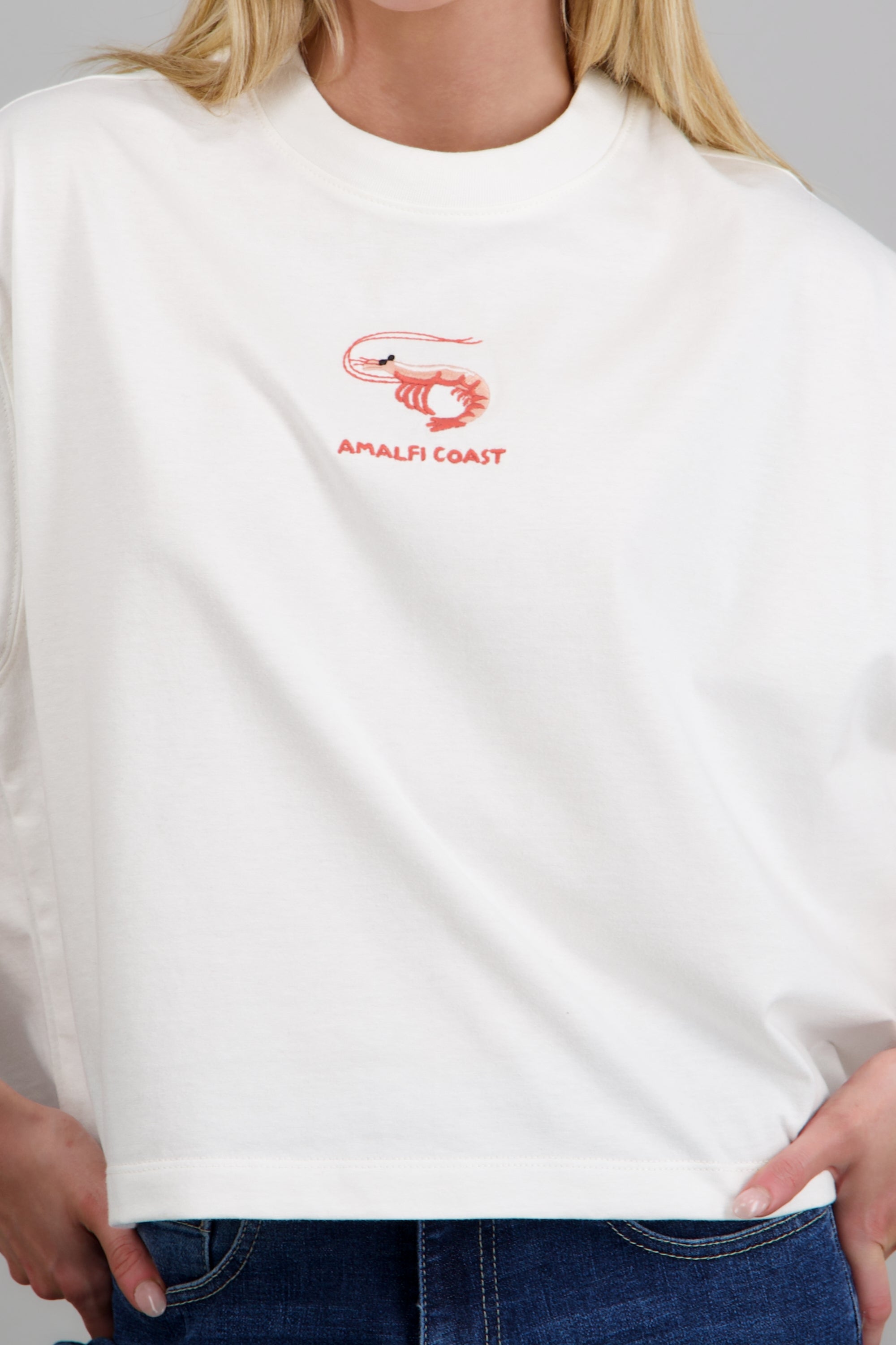 Playera oversized bordado Amalfi Coast BLANCO