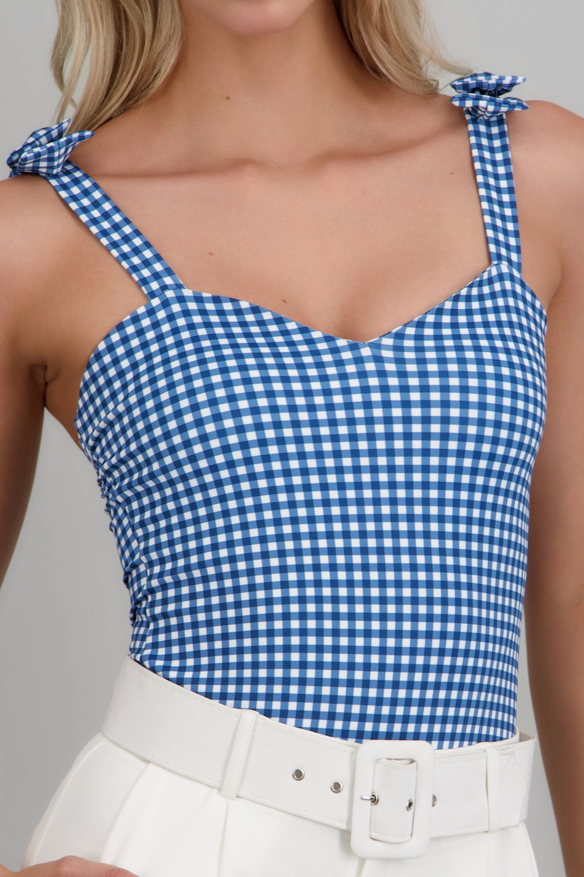 Bodysuit moños estampado gingham MARINO COMBO