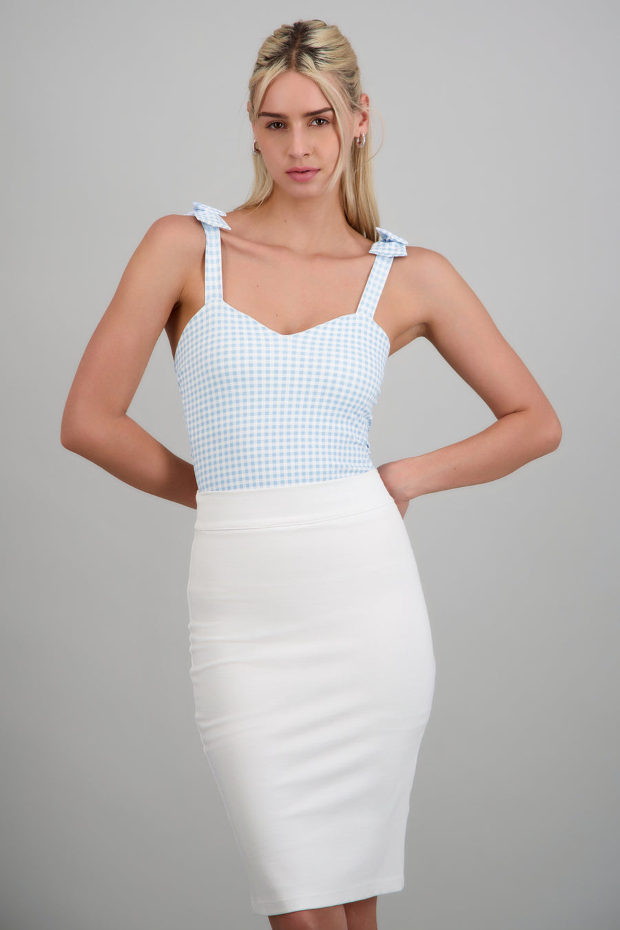 Bodysuit moños estampado gingham