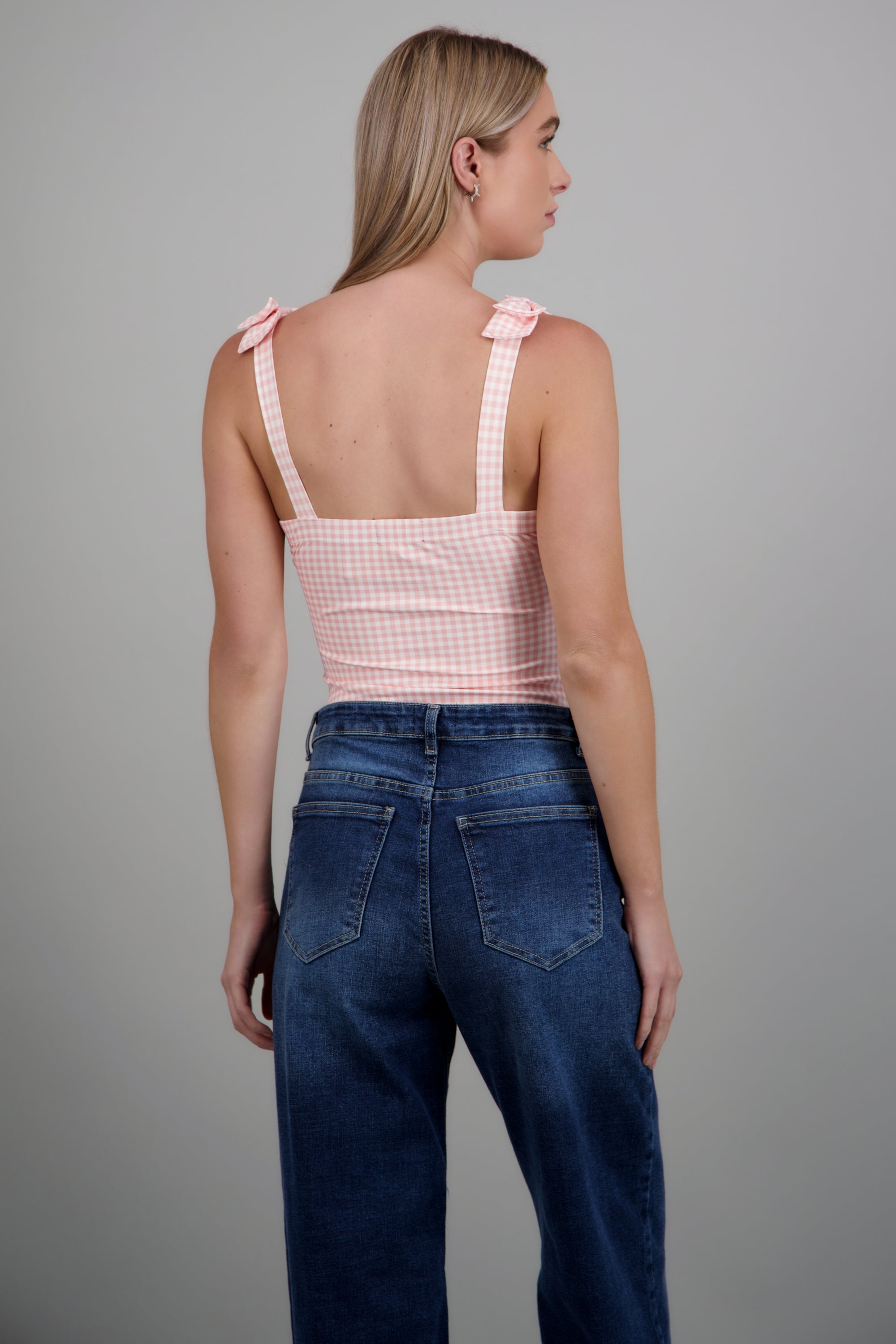 Bodysuit moños estampado gingham ROSA COMBO