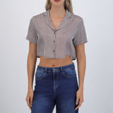 Camisa manga corta rayas satinada