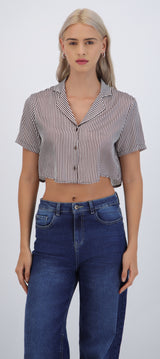 Camisa manga corta rayas satinada