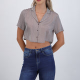 Camisa manga corta rayas satinada