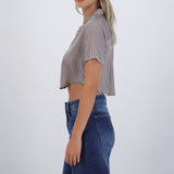 Camisa manga corta rayas satinada