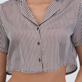 Camisa manga corta rayas satinada