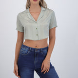 Camisa manga corta rayas satinada