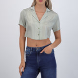 Camisa manga corta rayas satinada