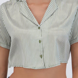 Camisa manga corta rayas satinada