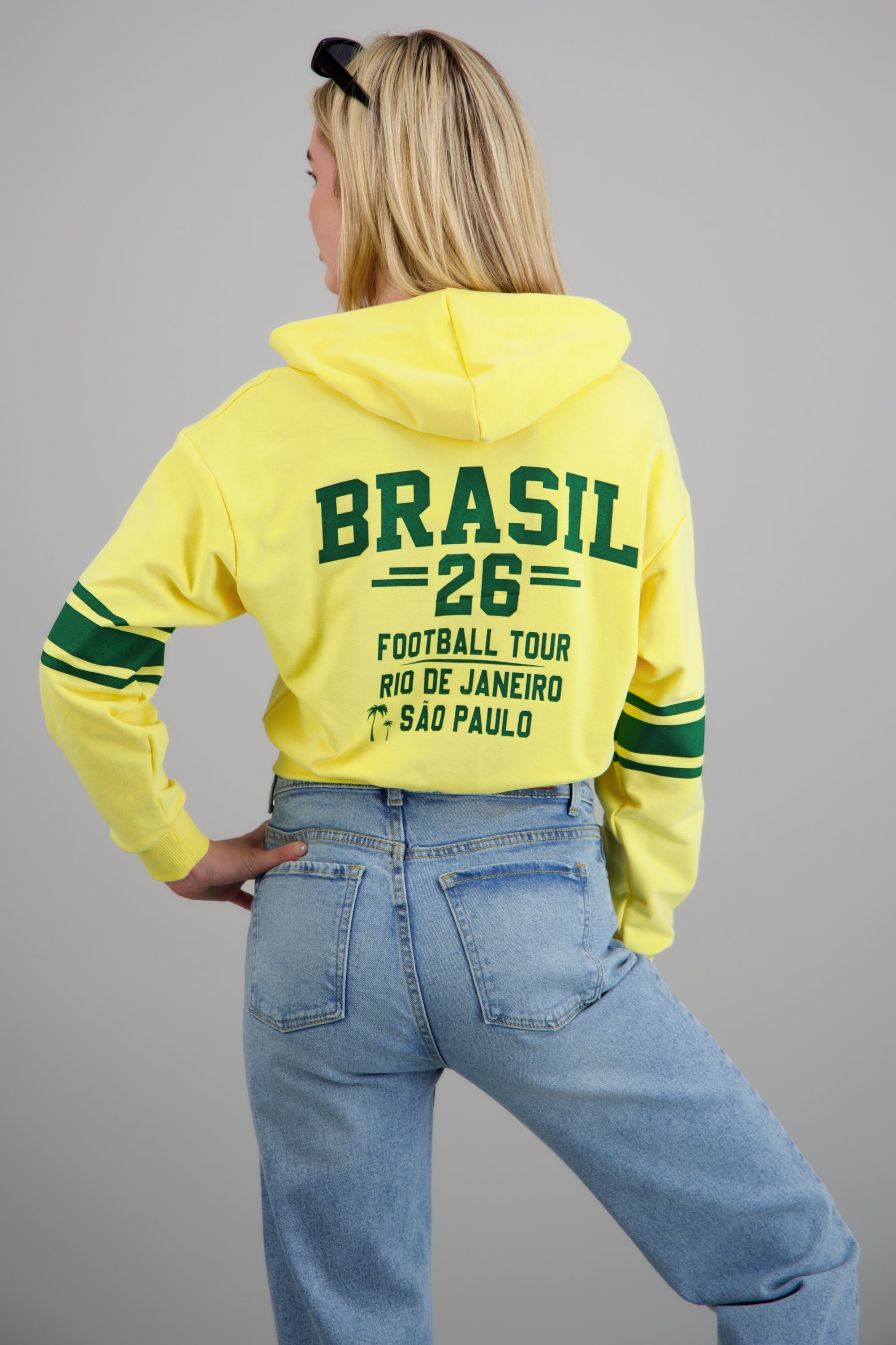Sudadera crop brasil 26 AMARILLO