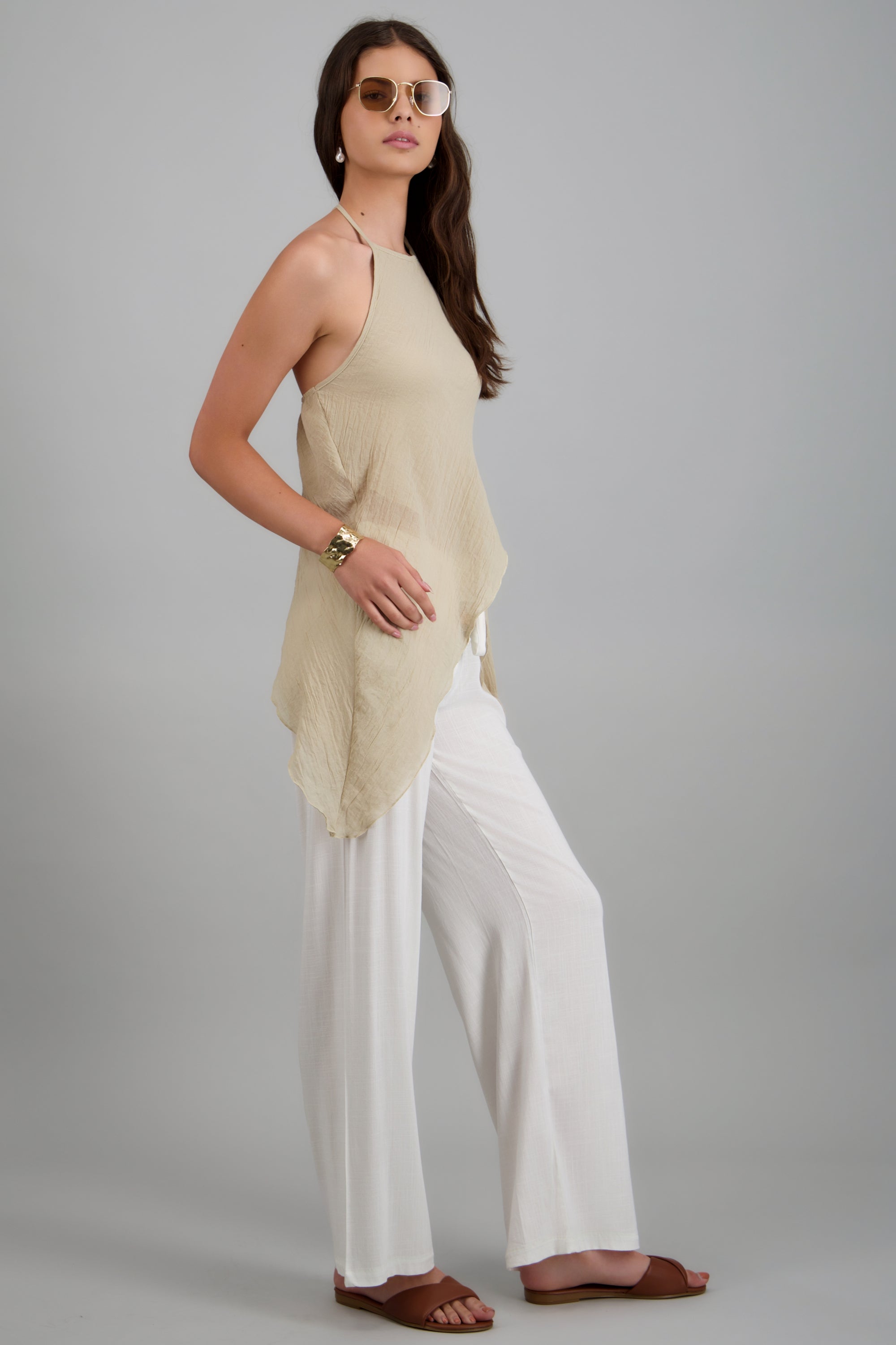 Top halter estampado cruzado KHAKI