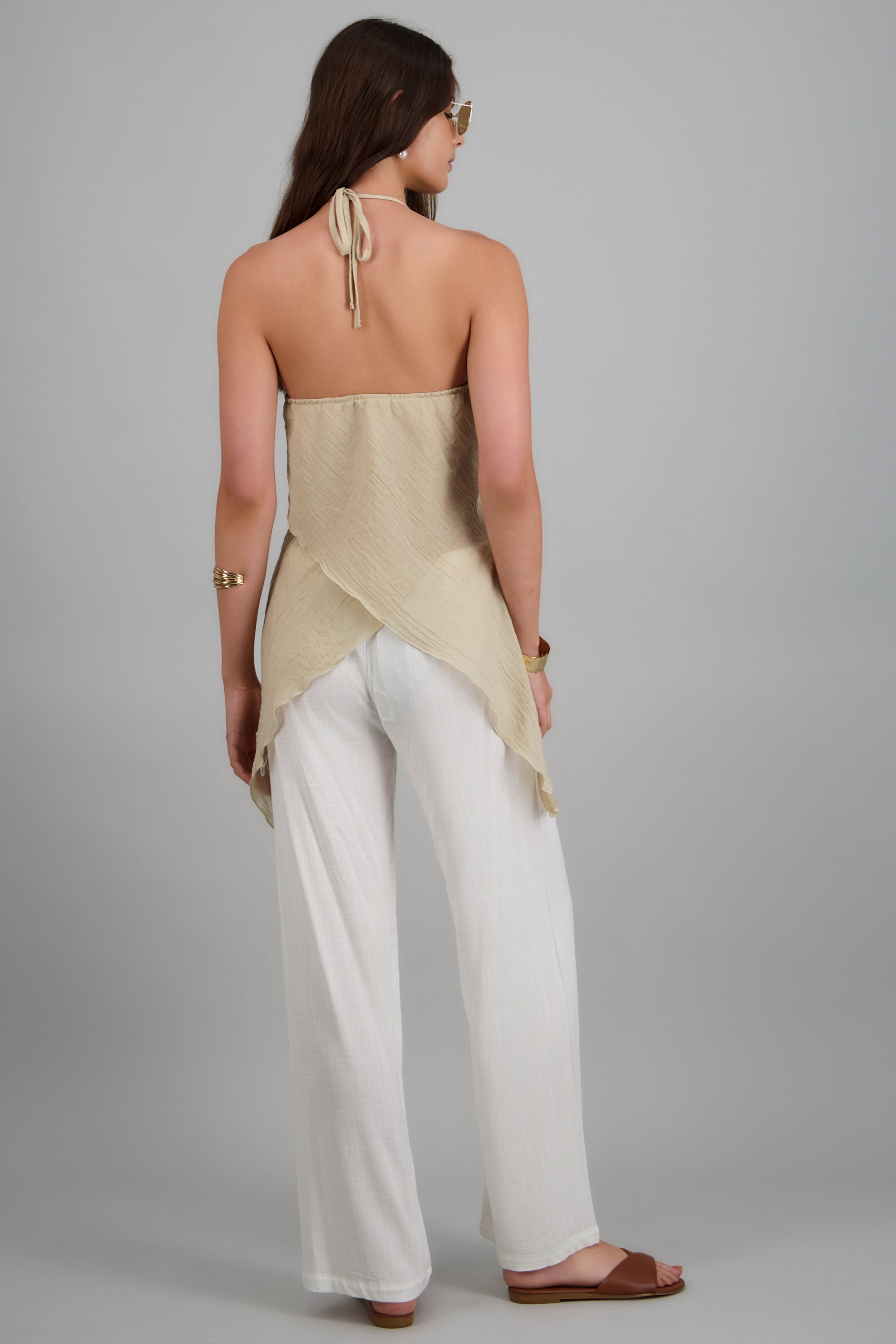 Top halter estampado cruzado KHAKI