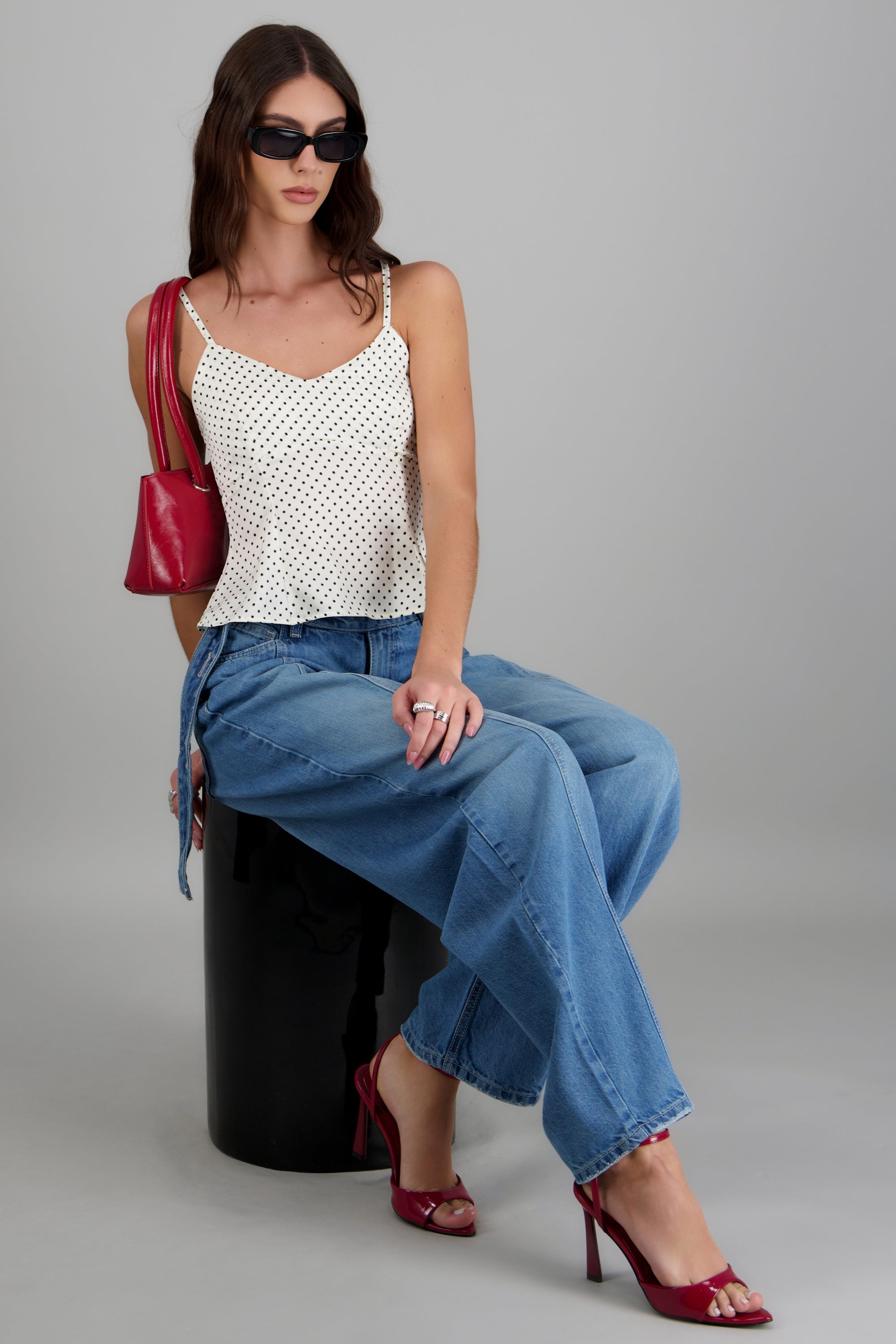 Jeans barrel cinturon MEDIUM WASH