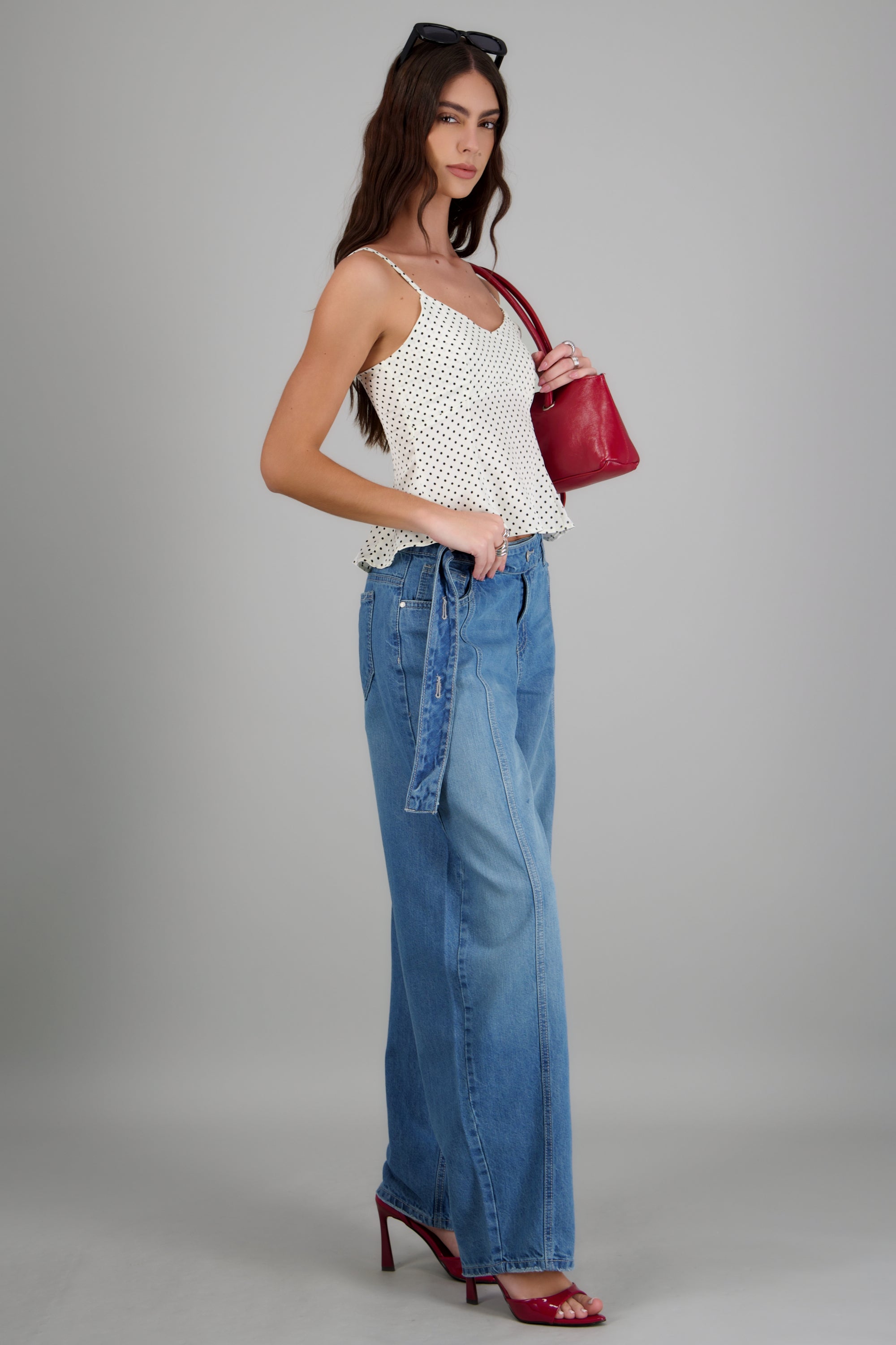 Jeans barrel cinturon MEDIUM WASH