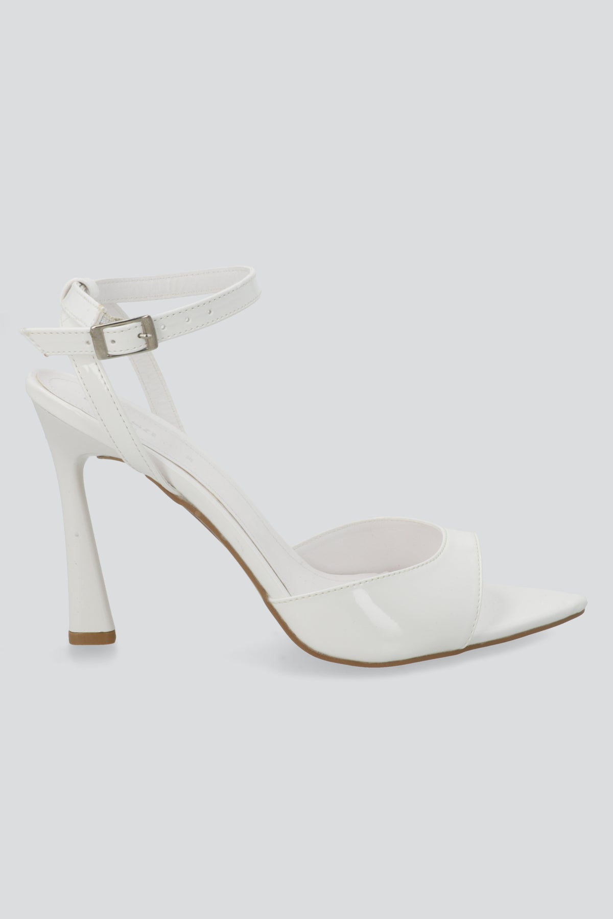 Tacón puntal charol peep toe tiras BLANCO