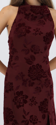 Vestido maxi halter mesh flock