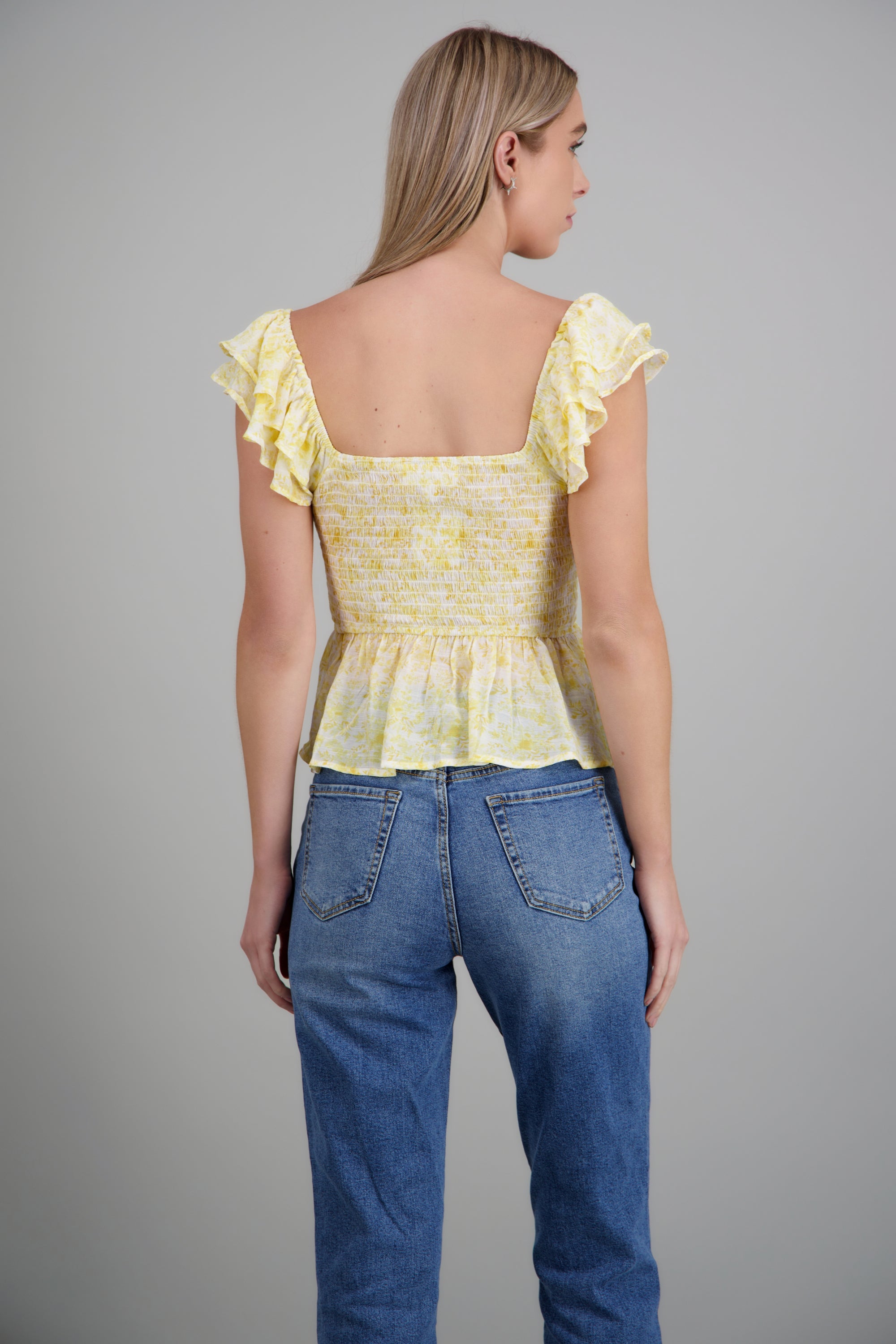 Top tirantes olanes flores AMARILLO COMBO