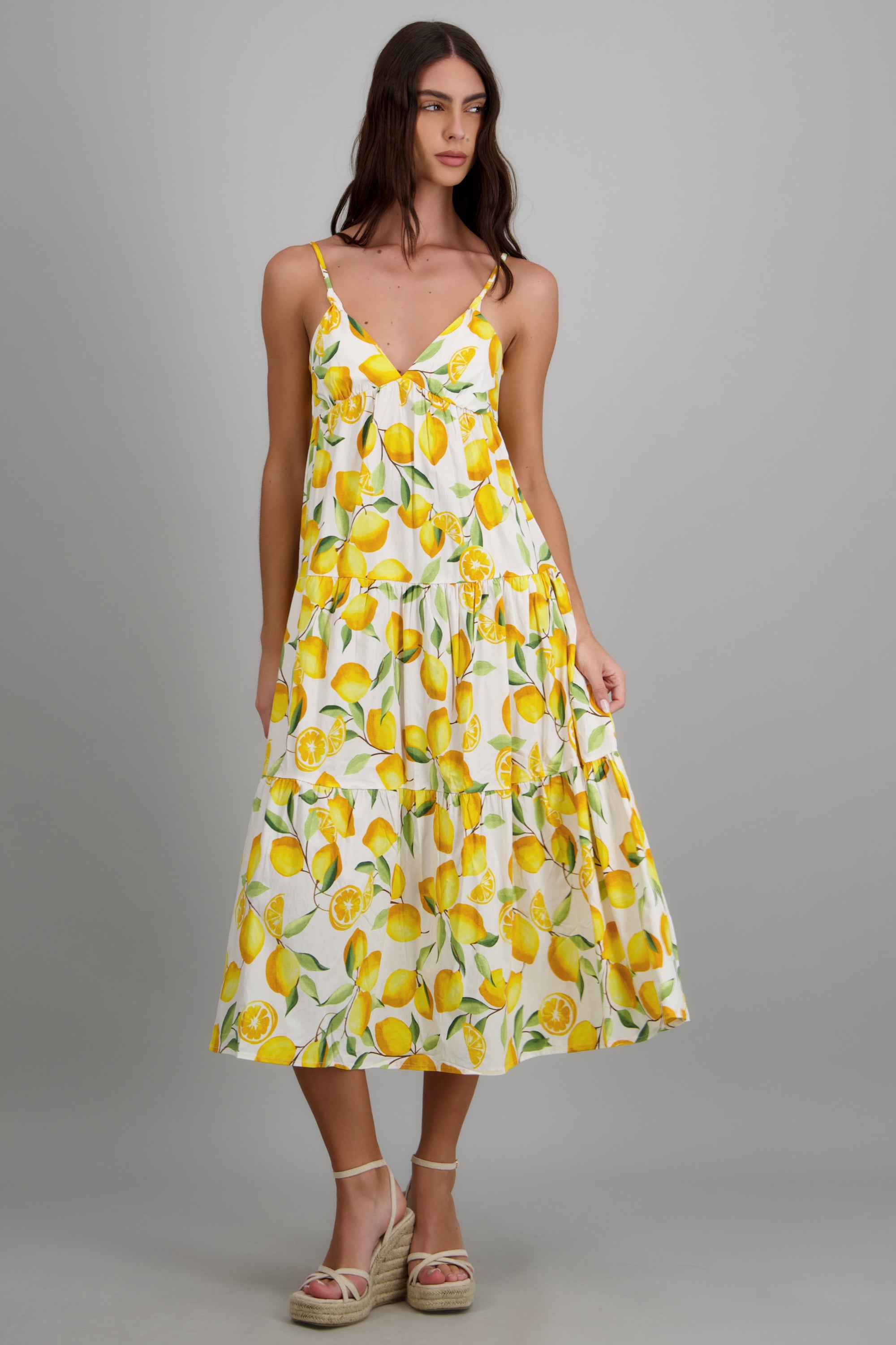 Vestido bloques estampado limones AMARILLO COMBO