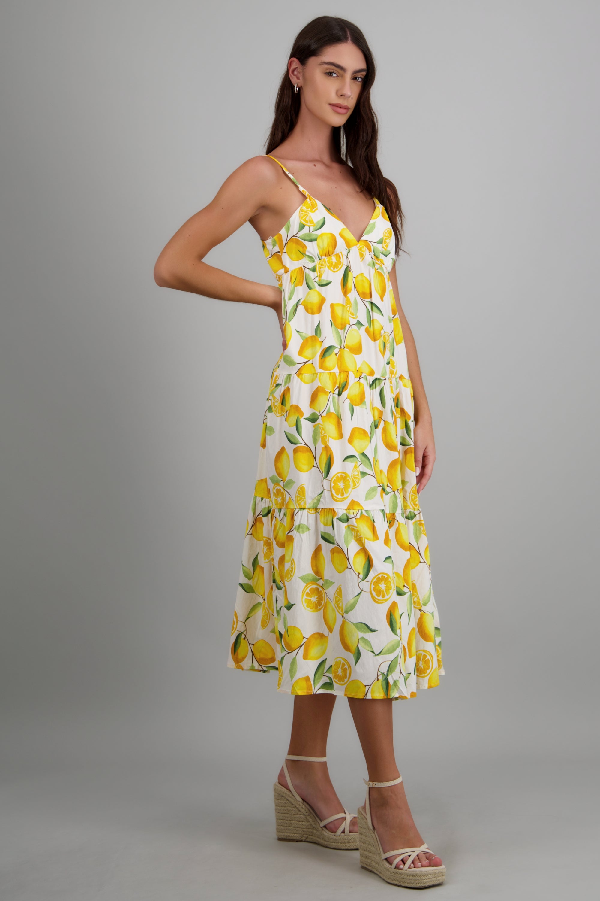 Vestido bloques estampado limones AMARILLO COMBO