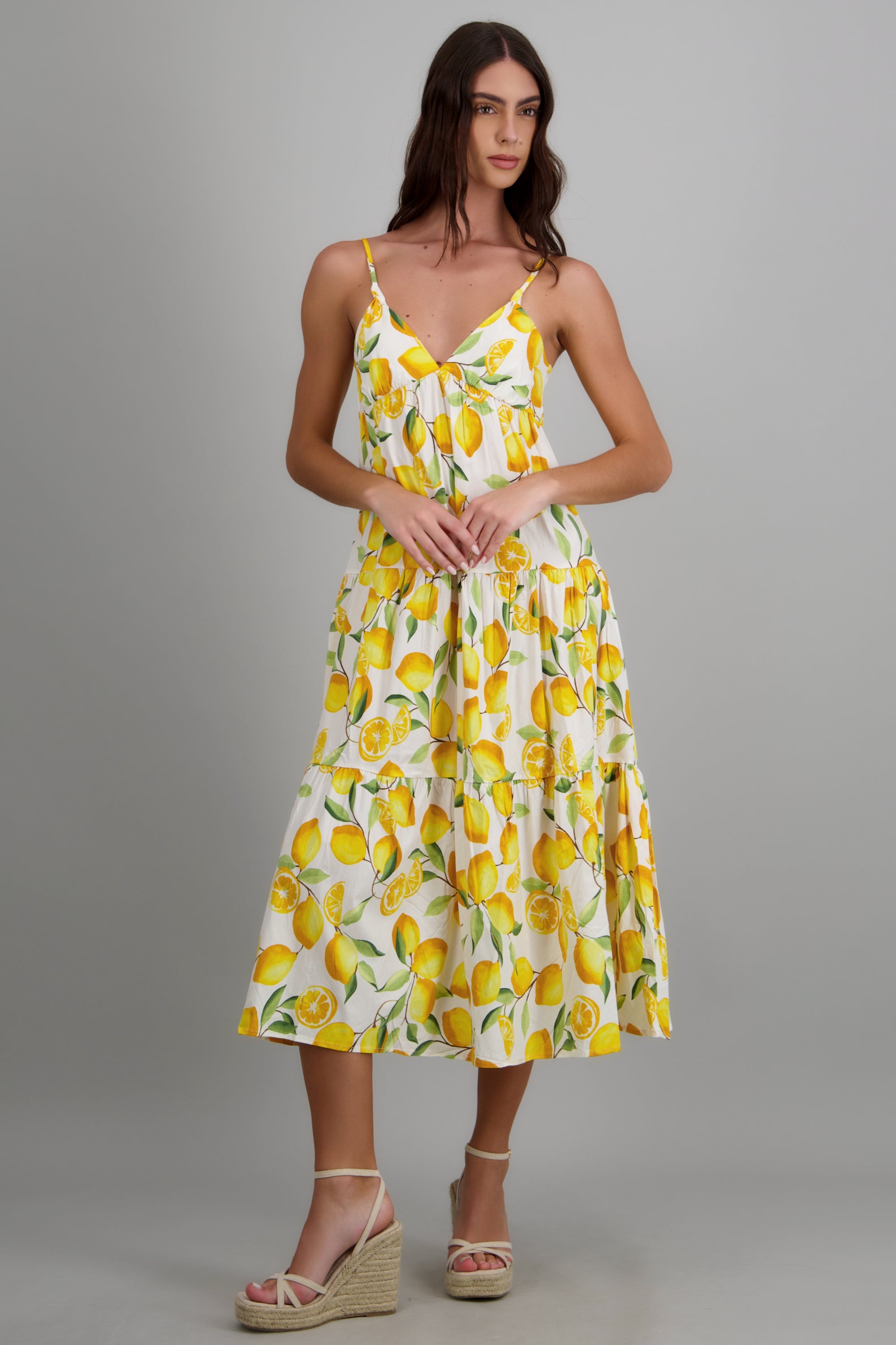Vestido bloques estampado limones AMARILLO COMBO