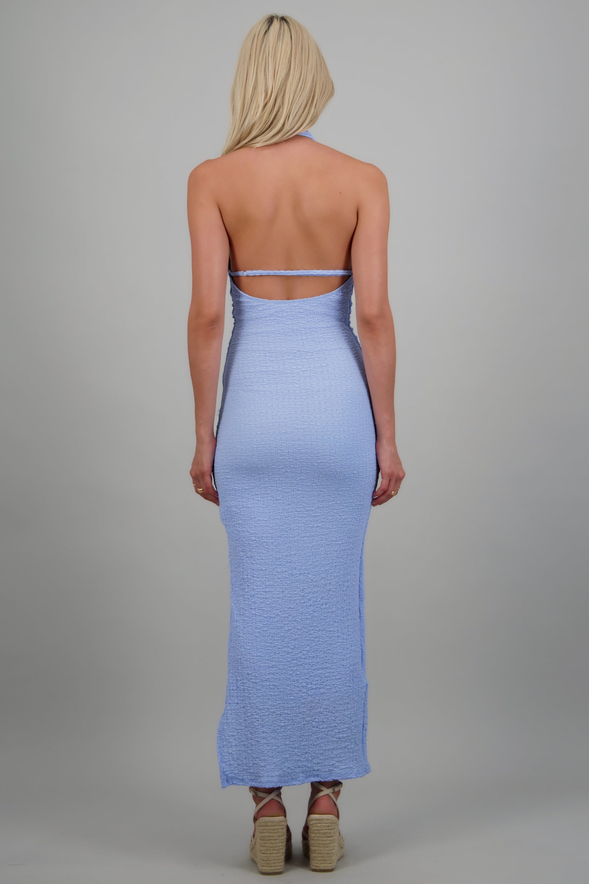 Vestido bodycon con textura AZUL PASTEL