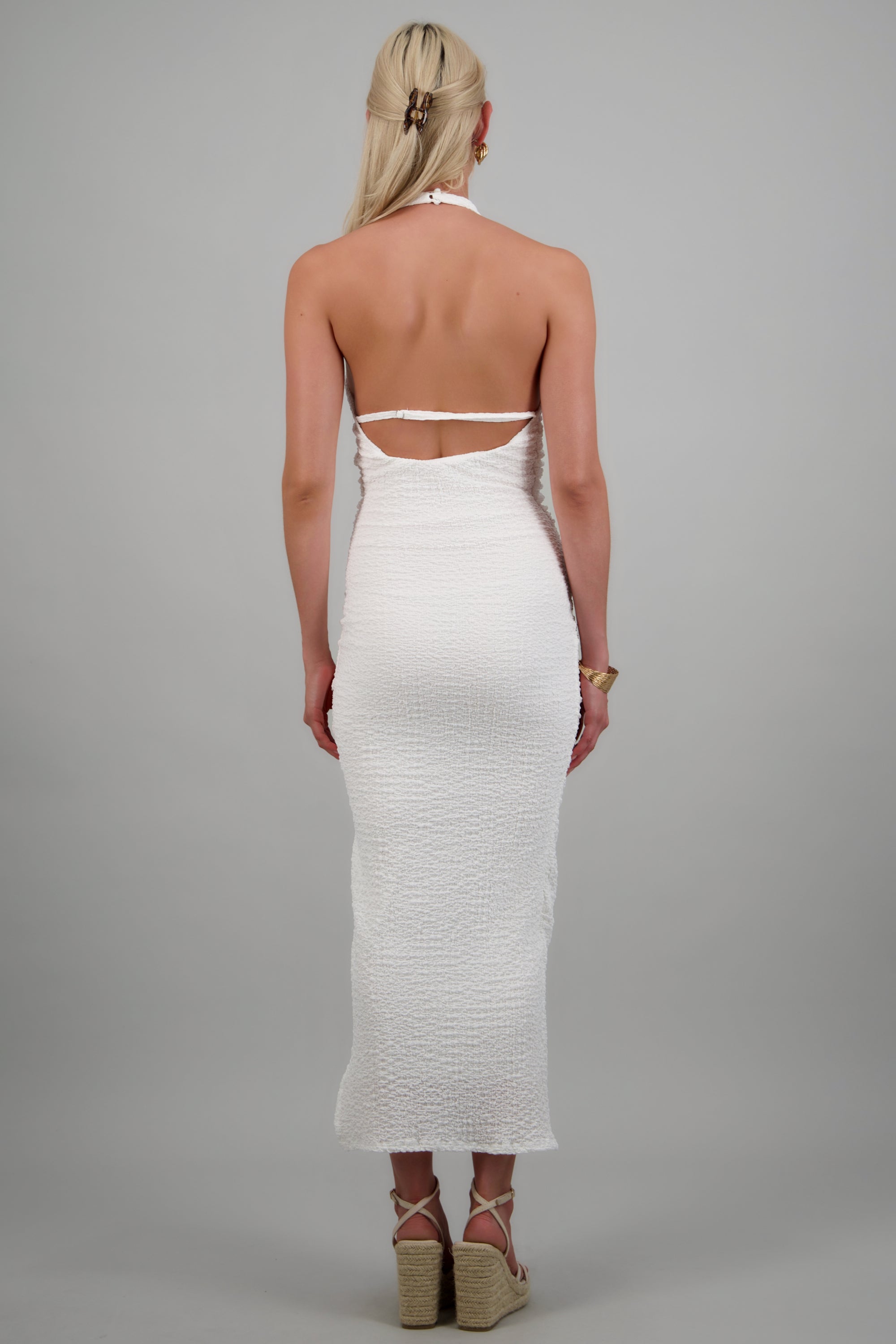 Vestido bodycon con textura BLANCO
